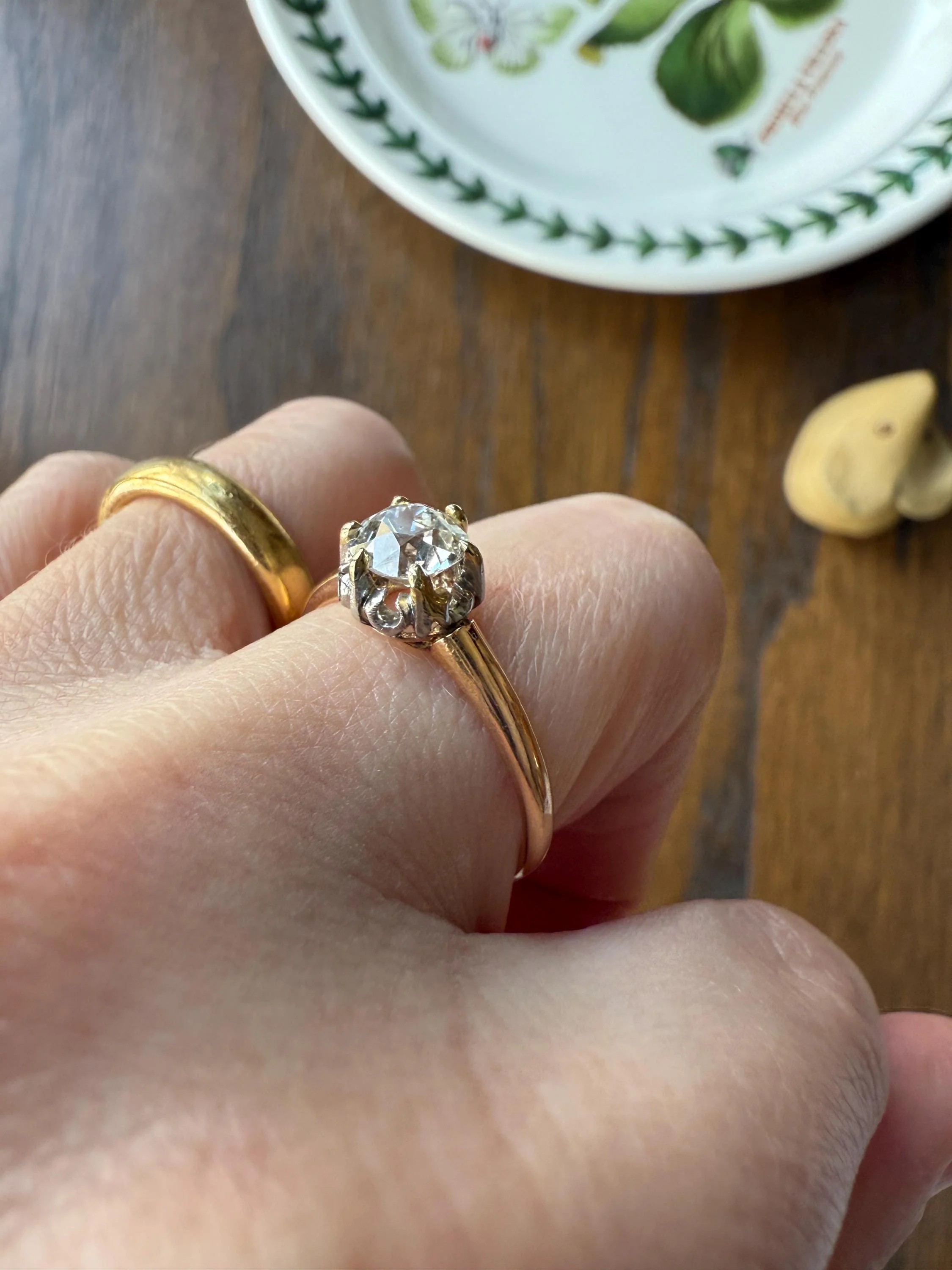 Ornate Classic Victorian Antique One Carat Old Mine Cut DiAMOND Solitaire Ring French 18k Rosy GOLD Engagement All Original Setting & Stone - Image 5