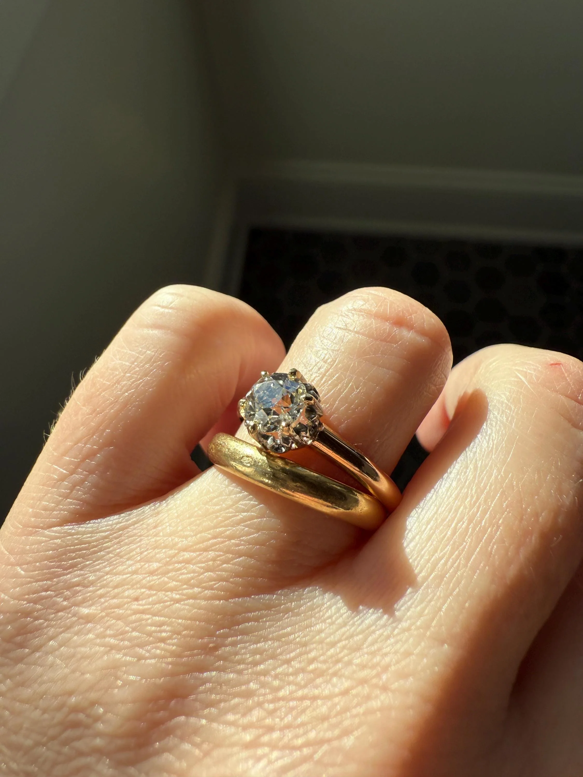 Ornate Classic Victorian Antique One Carat Old Mine Cut DiAMOND Solitaire Ring French 18k Rosy GOLD Engagement All Original Setting & Stone - Image 7