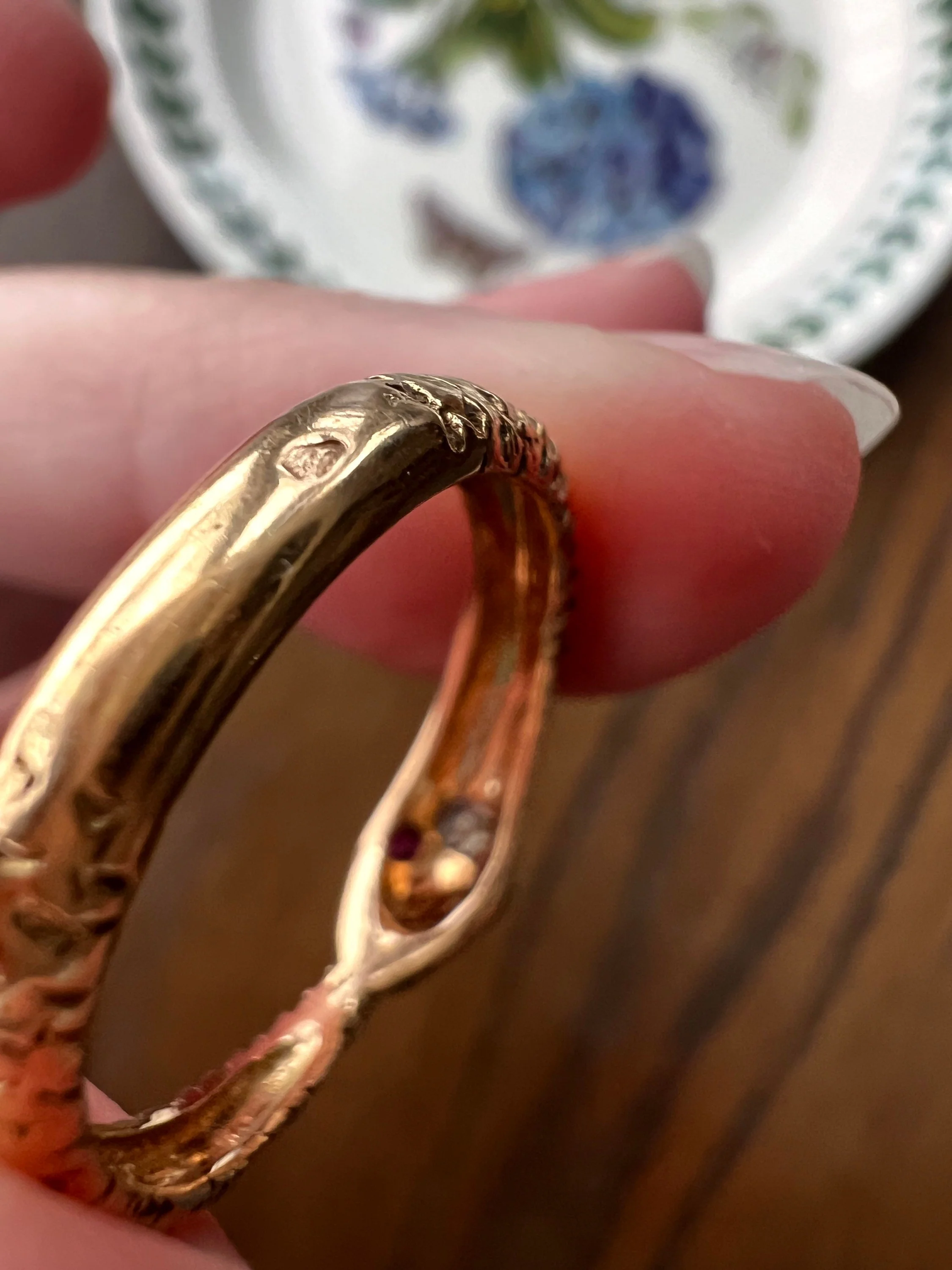 OUROBOROS Rare French Antique SNAKE Ring 18k Gold Old Mine Cut Diamond Victorian Figural - Image 9