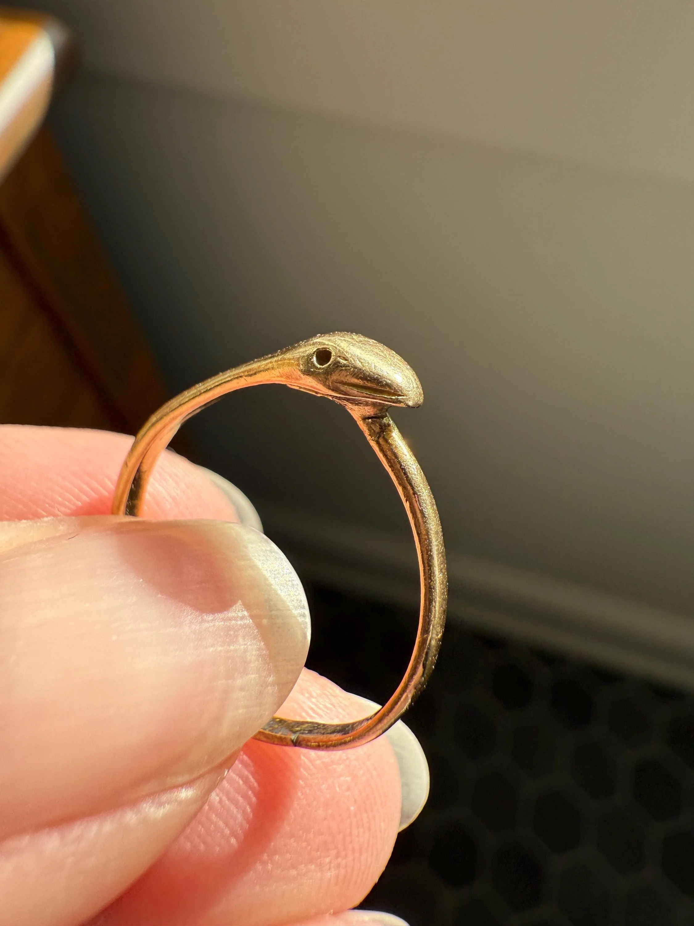 Ouroboros SNAKE Antique 18k Gold French Figural Ring Stackable Animal Band - Image 10