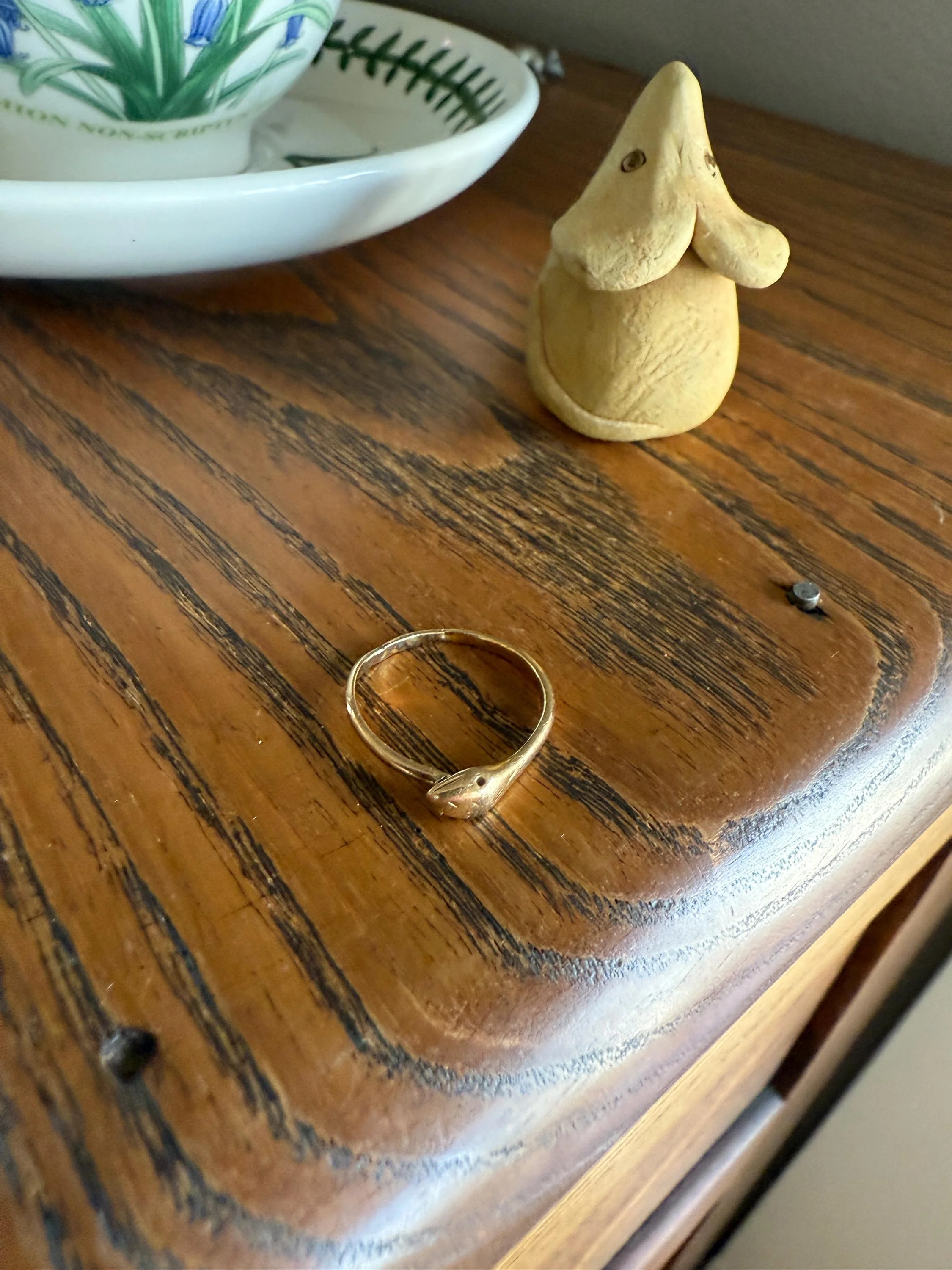 Ouroboros SNAKE Antique 18k Gold French Figural Ring Stackable Animal Band - Image 13