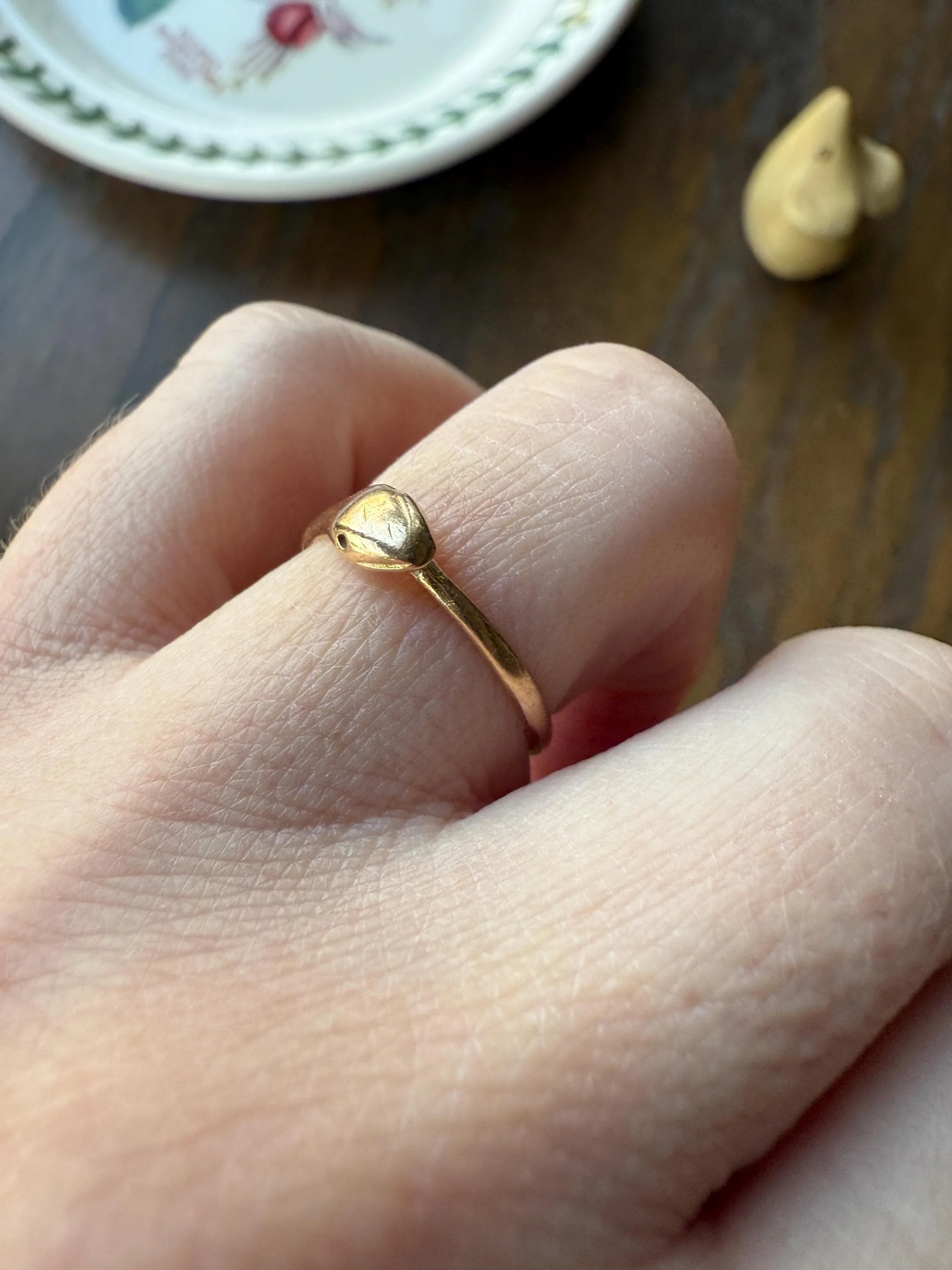 Ouroboros SNAKE Antique 18k Gold French Figural Ring Stackable Animal Band - Image 17