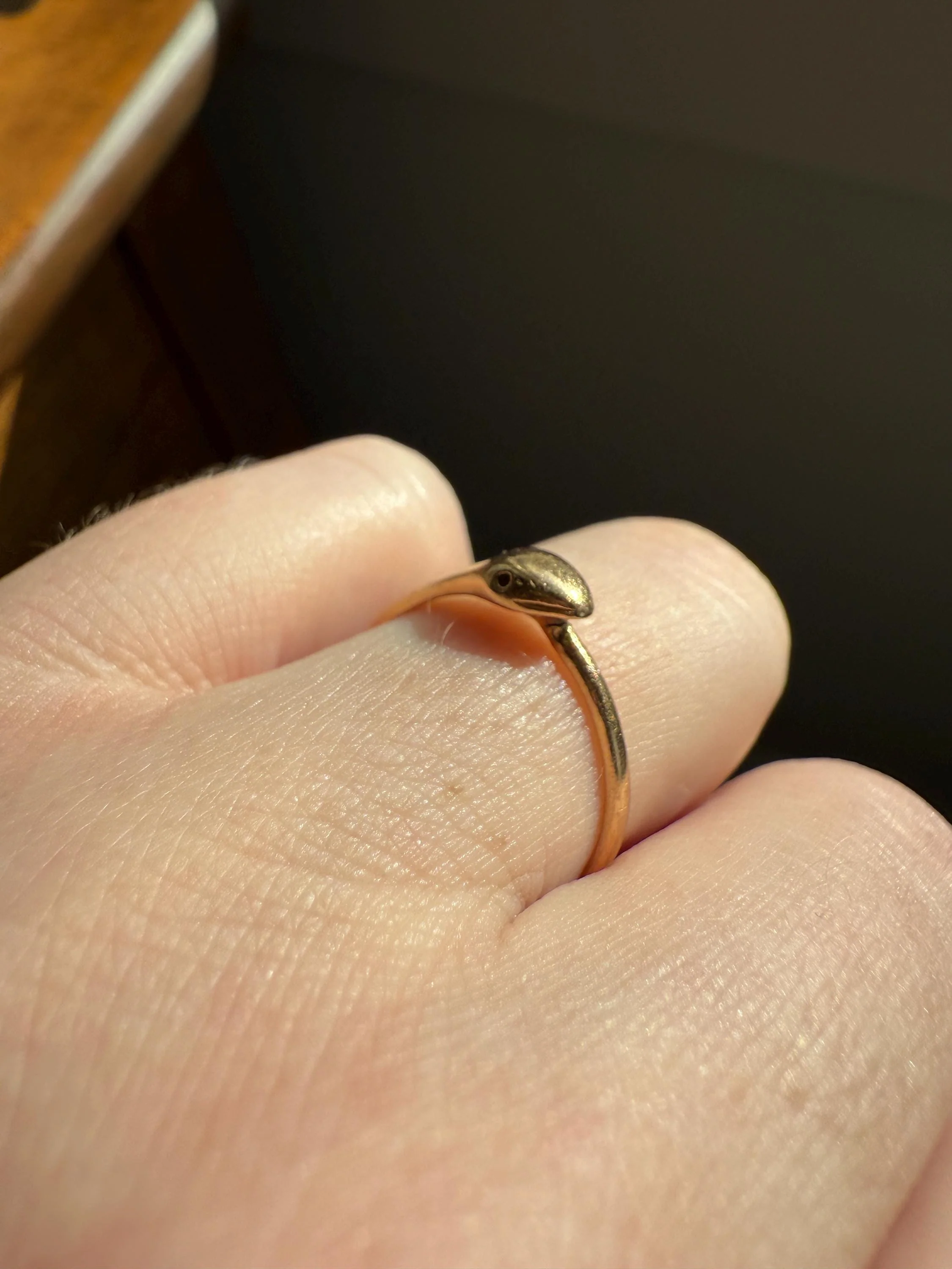 Ouroboros SNAKE Antique 18k Gold French Figural Ring Stackable Animal Band - Image 9