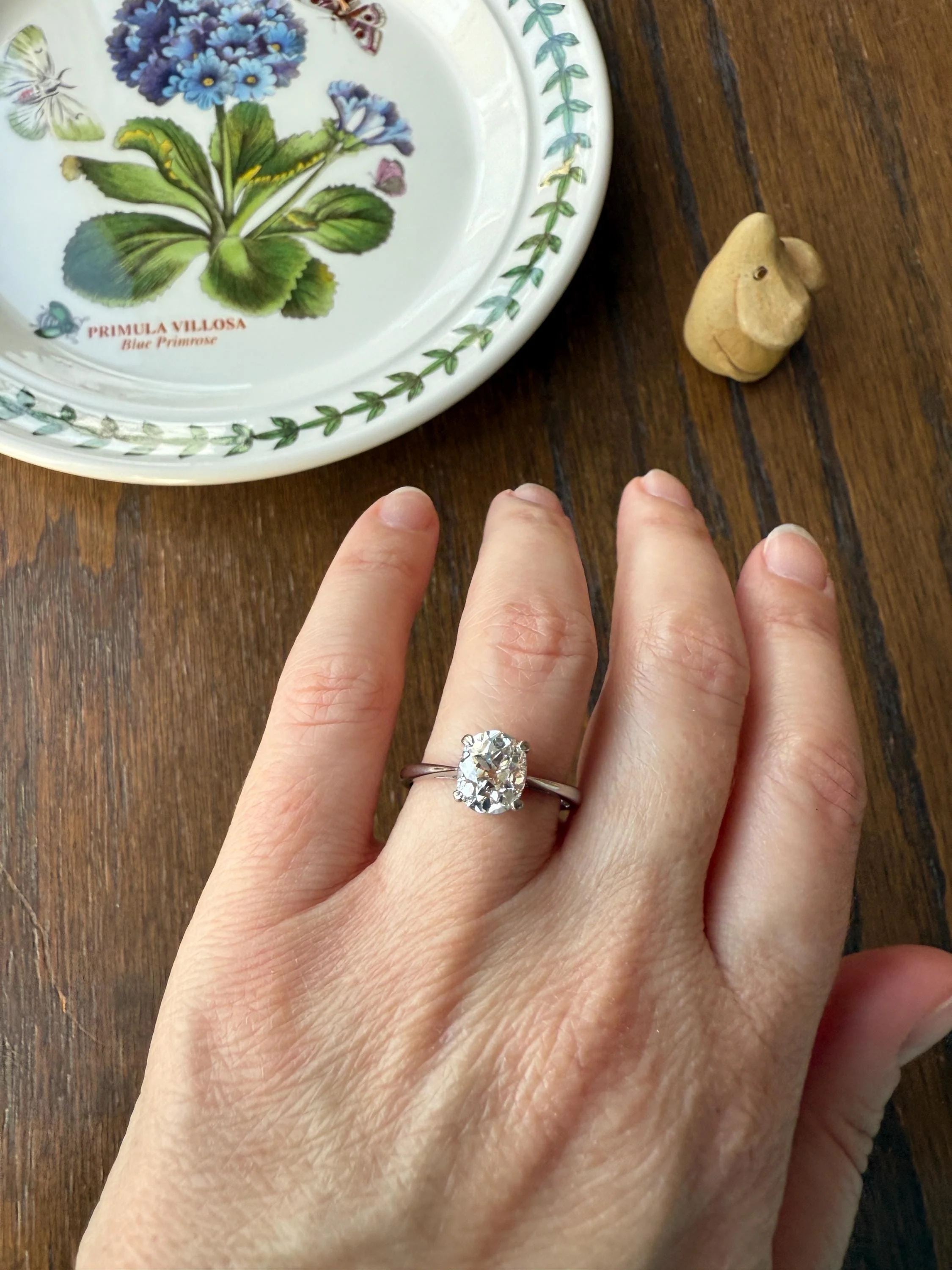 OVAL Antique 1.87 Carat Eye CLEAN Elongated Old Mine Cut DIAMOND Solitaire Engagement Ring w/ cert French 18k White Gold 1.87ct OmC - Image 15