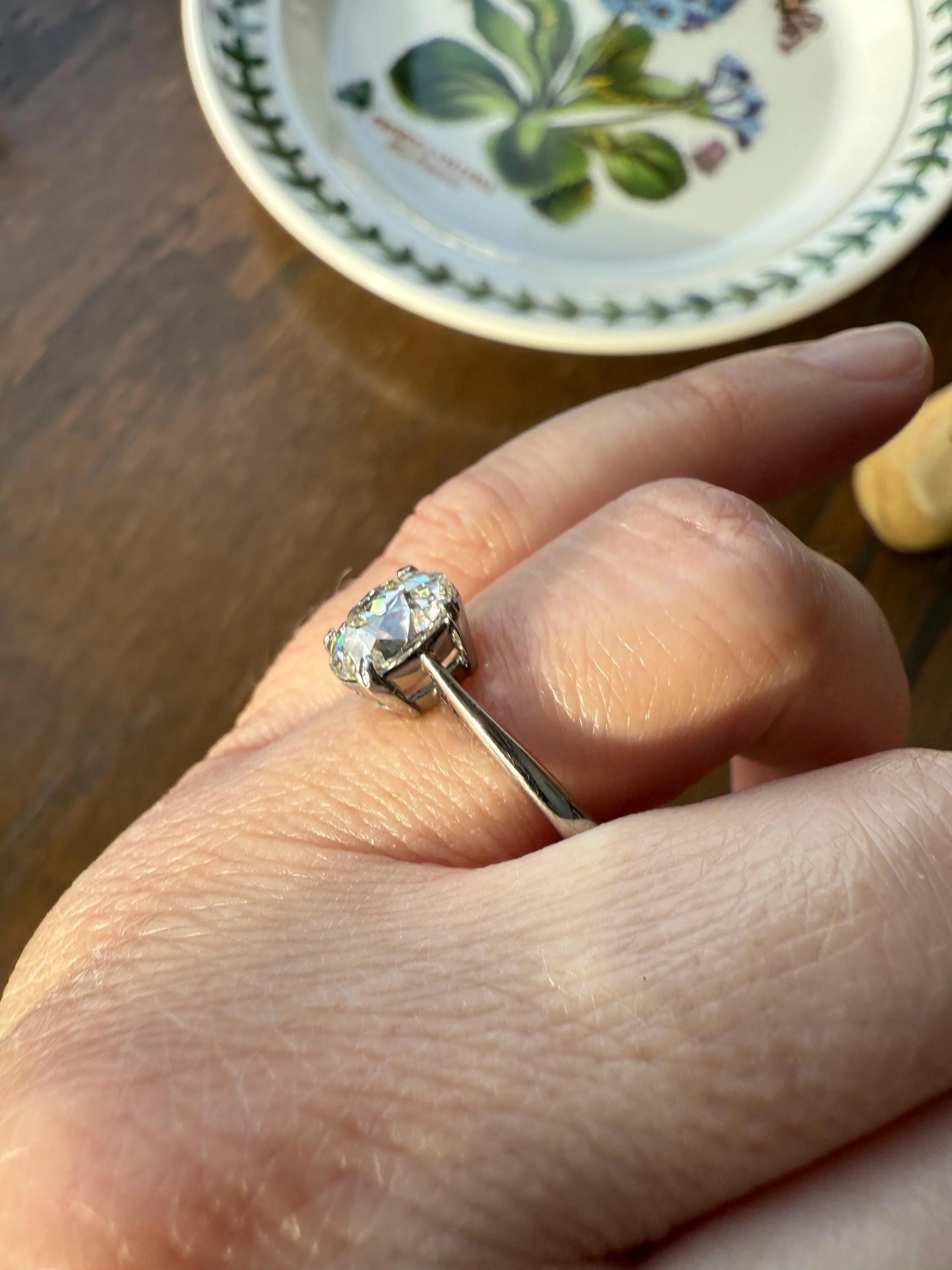 OVAL Antique 1.87 Carat Eye CLEAN Elongated Old Mine Cut DIAMOND Solitaire Engagement Ring w/ cert French 18k White Gold 1.87ct OmC - Image 17