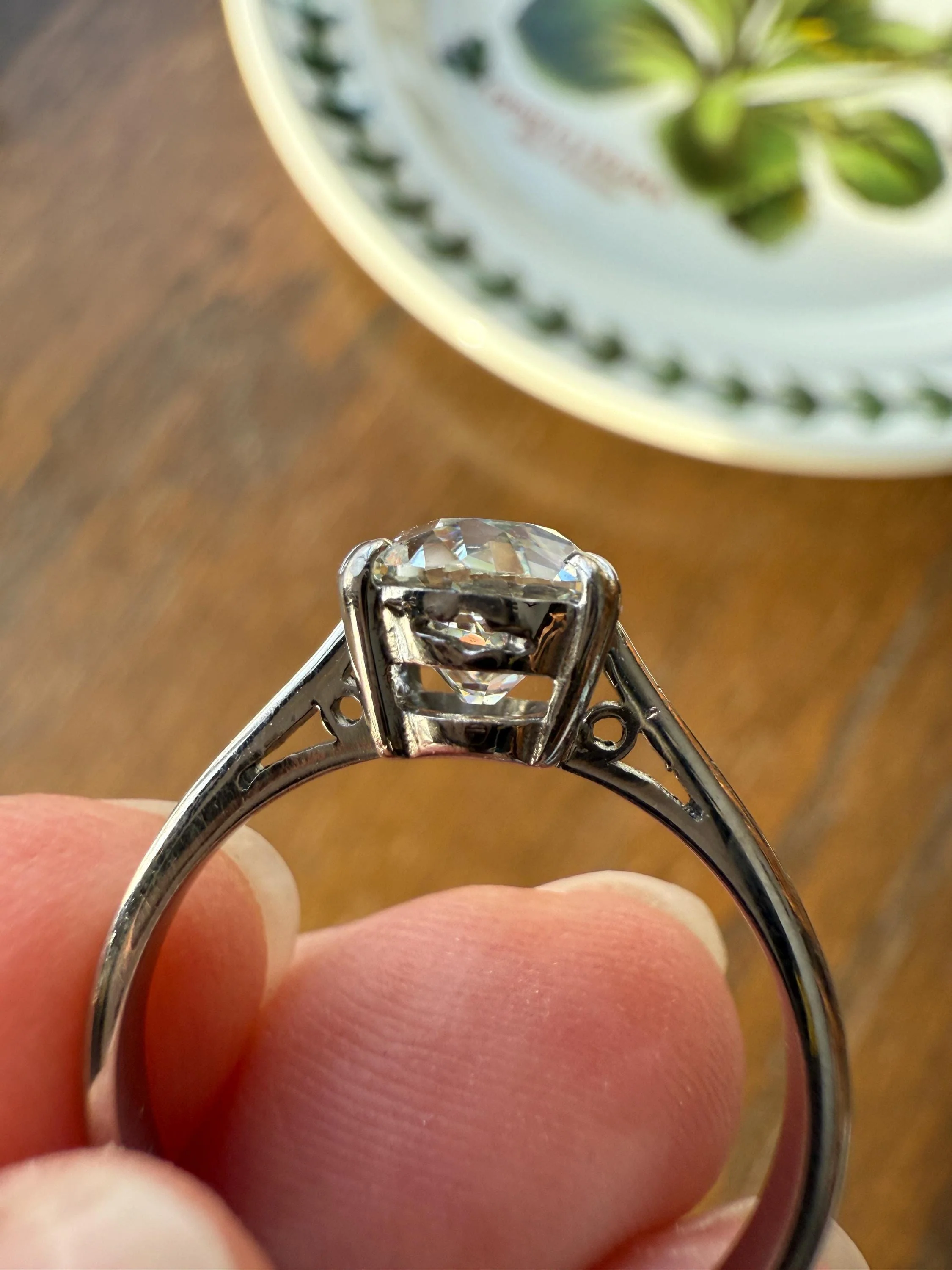 OVAL Antique 1.87 Carat Eye CLEAN Elongated Old Mine Cut DIAMOND Solitaire Engagement Ring w/ cert French 18k White Gold 1.87ct OmC - Image 20