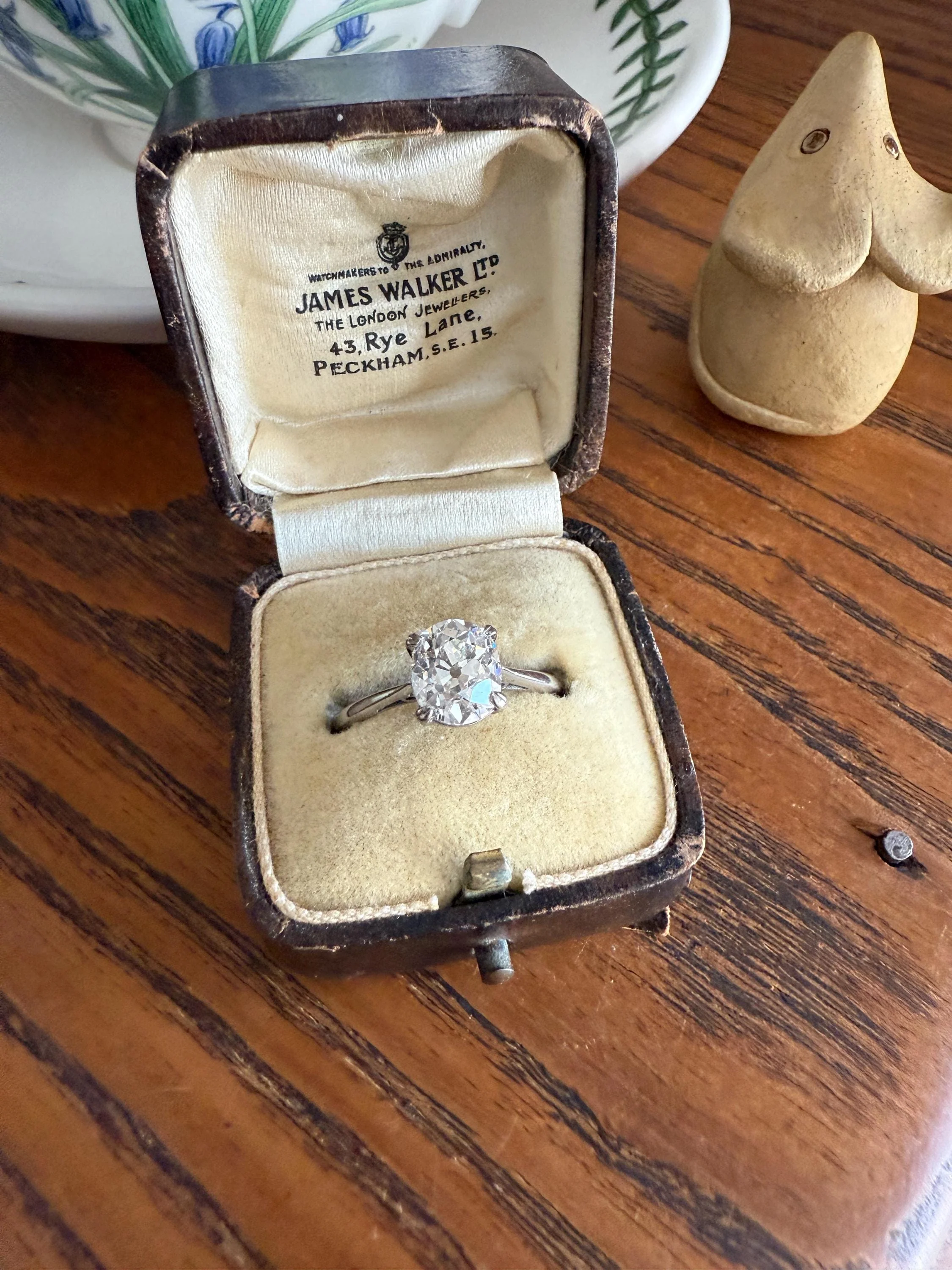 OVAL Antique 1.87 Carat Eye CLEAN Elongated Old Mine Cut DIAMOND Solitaire Engagement Ring w/ cert French 18k White Gold 1.87ct OmC - Image 21