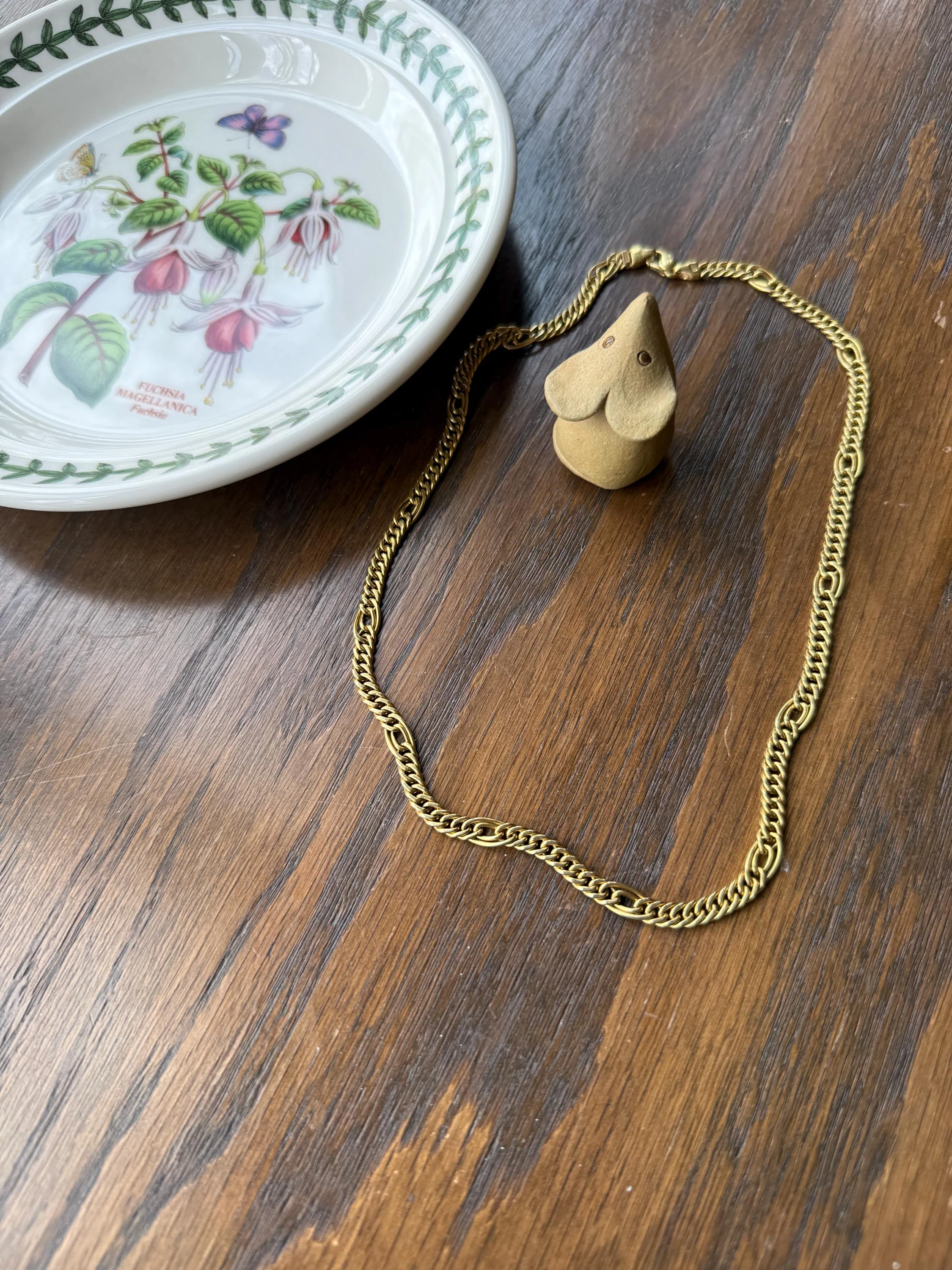 Oval Loop Vintage 12.9g 18k GOLD Solid Chunky Chain Necklace Alternating Curb Braid Links 17.75" Collar 5.8mm Wide Layering - Image 3