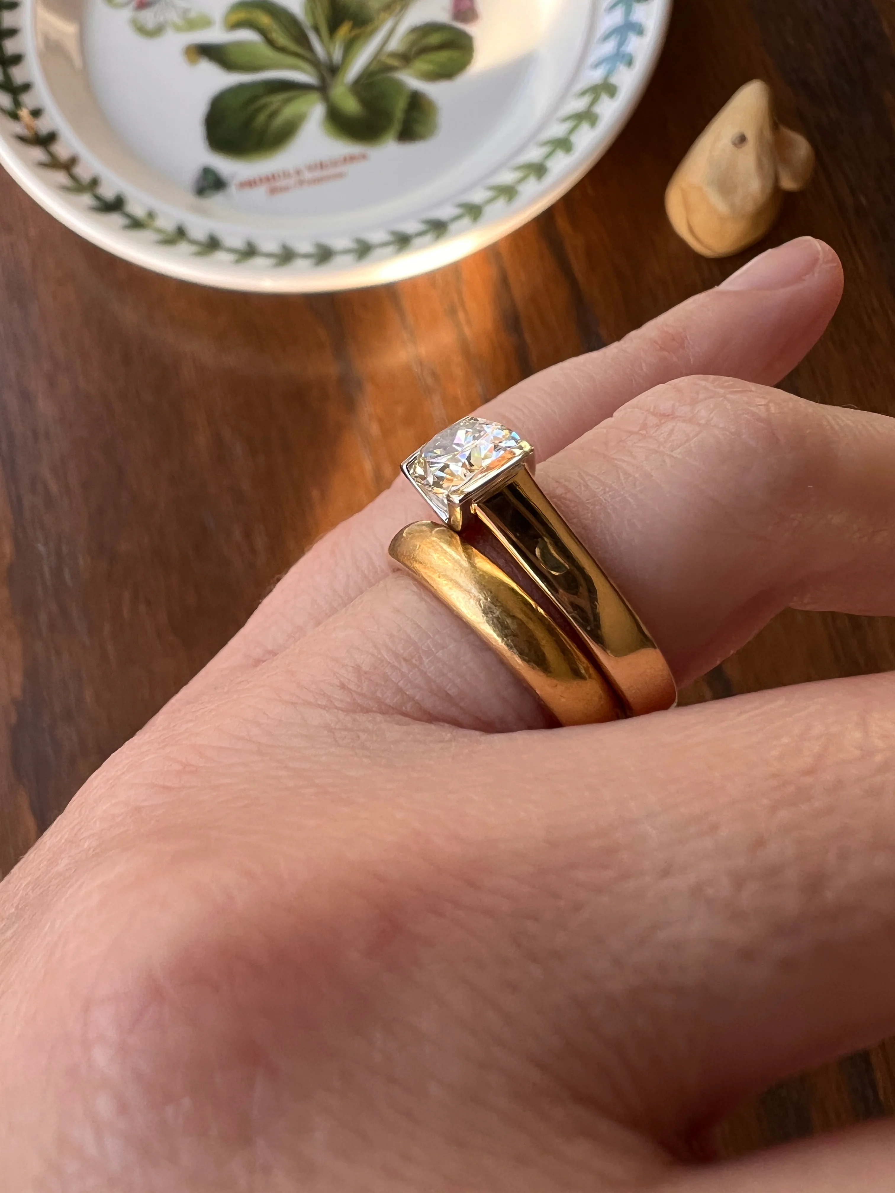 Pale Yellow VVS Eye Clean 1.18 Carat Cushion Cut DIAMOND Ring w/ CERT. French Vintage Solitaire 18k Gold Tension Bezel Engagement - Image 13