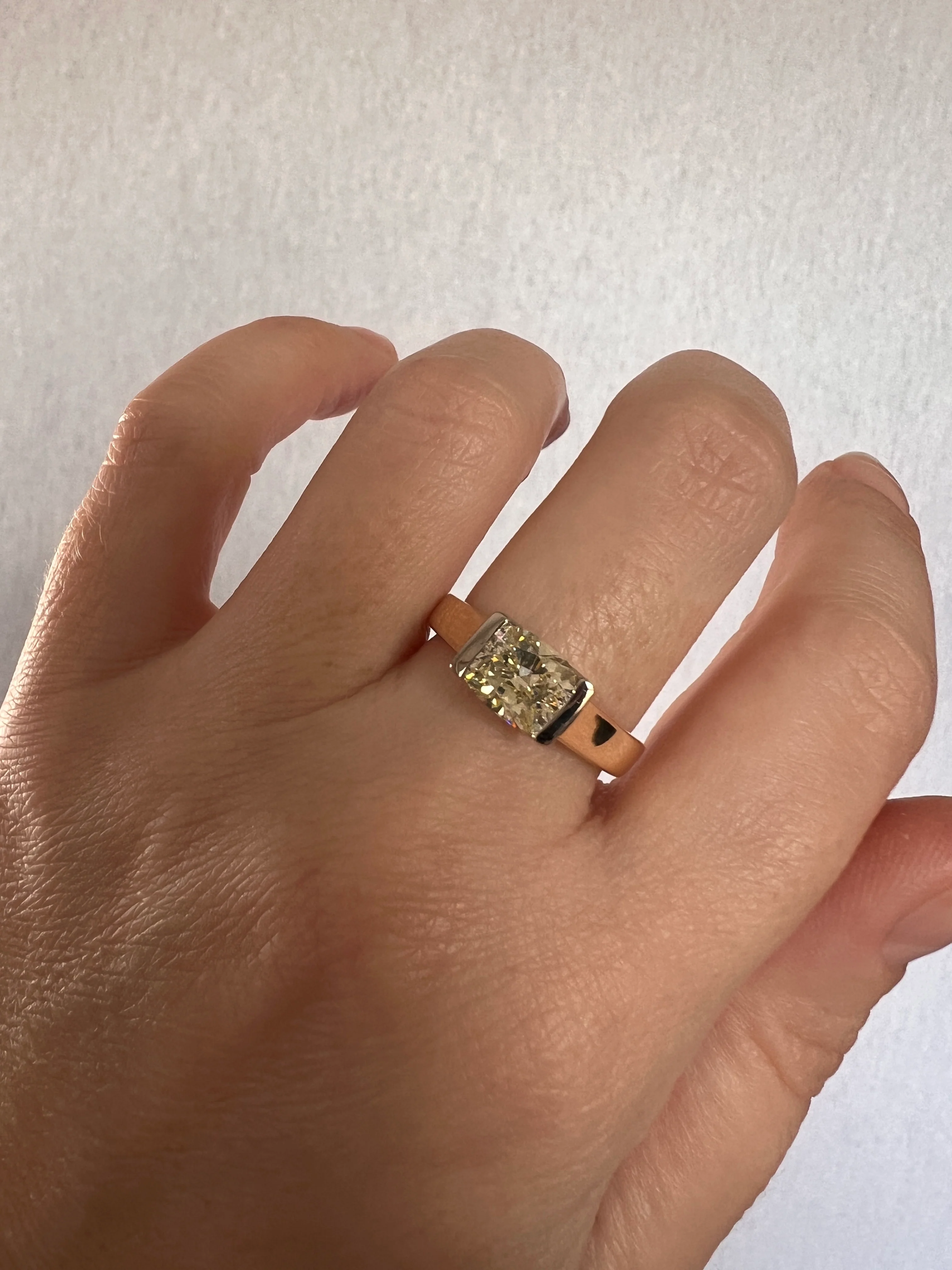 Pale Yellow VVS Eye Clean 1.18 Carat Cushion Cut DIAMOND Ring w/ CERT. French Vintage Solitaire 18k Gold Tension Bezel Engagement - Image 29