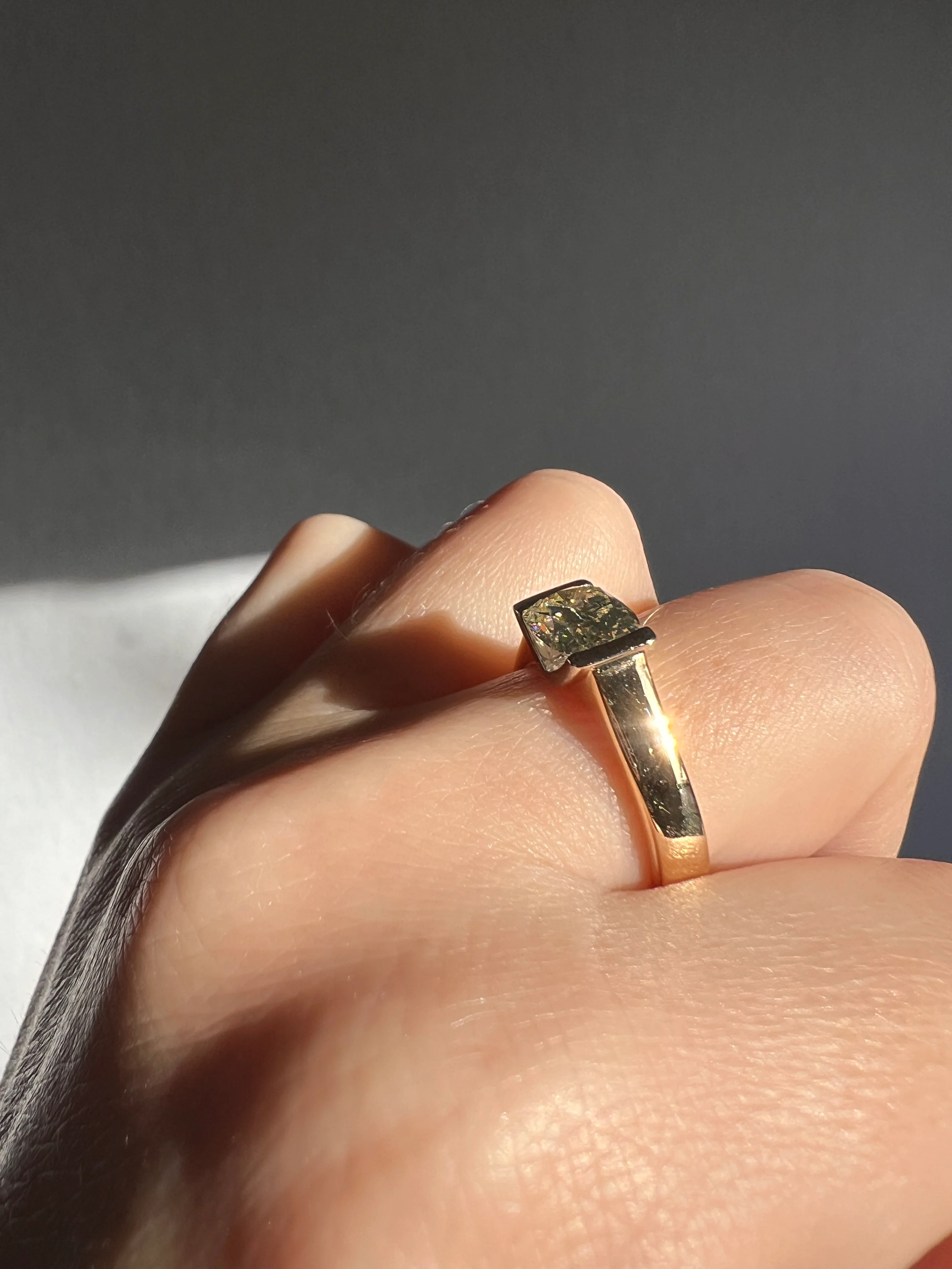 Pale Yellow VVS Eye Clean 1.18 Carat Cushion Cut DIAMOND Ring w/ CERT. French Vintage Solitaire 18k Gold Tension Bezel Engagement - Image 30