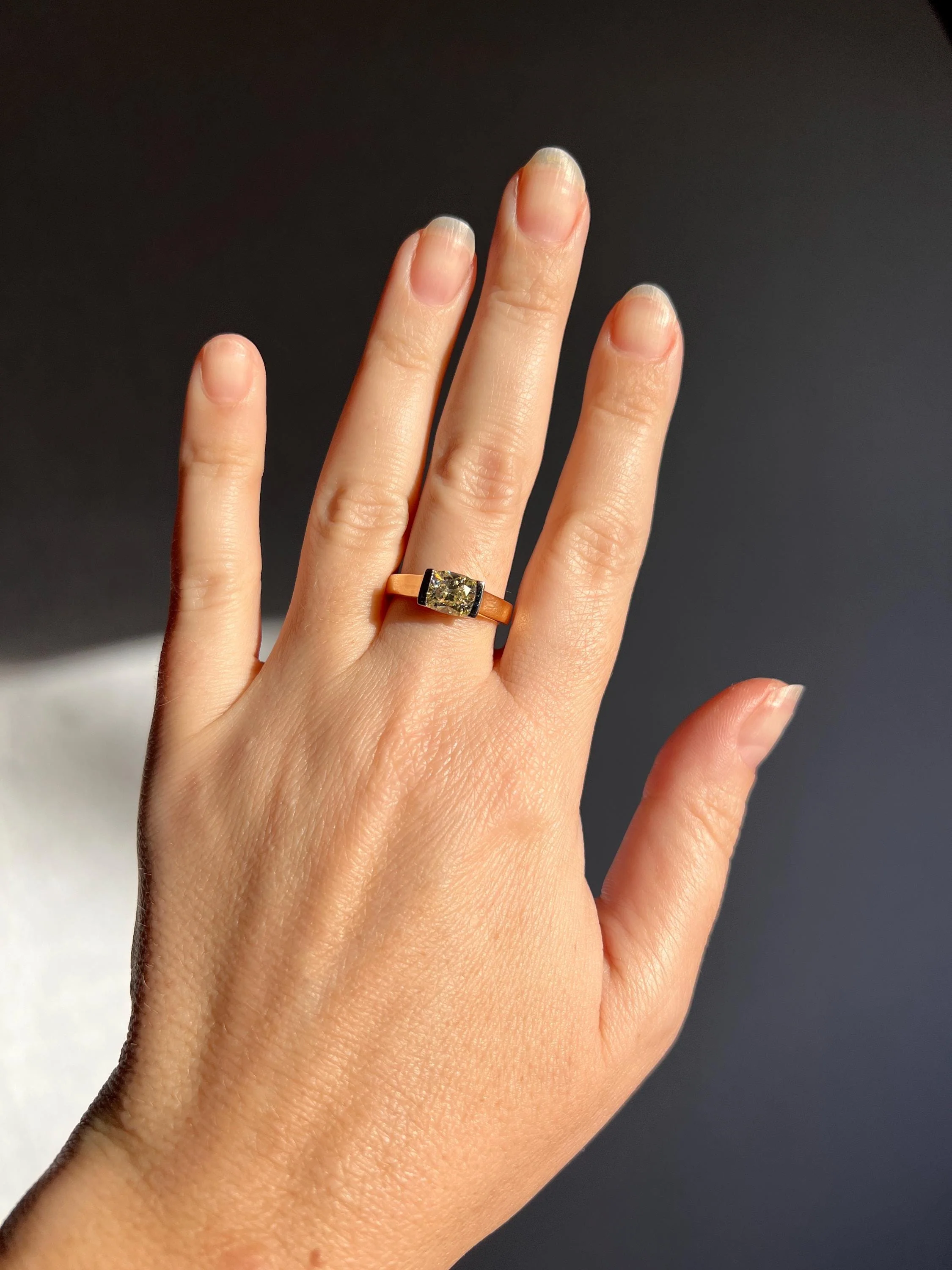 Pale Yellow VVS Eye Clean 1.18 Carat Cushion Cut DIAMOND Ring w/ CERT. French Vintage Solitaire 18k Gold Tension Bezel Engagement - Image 6