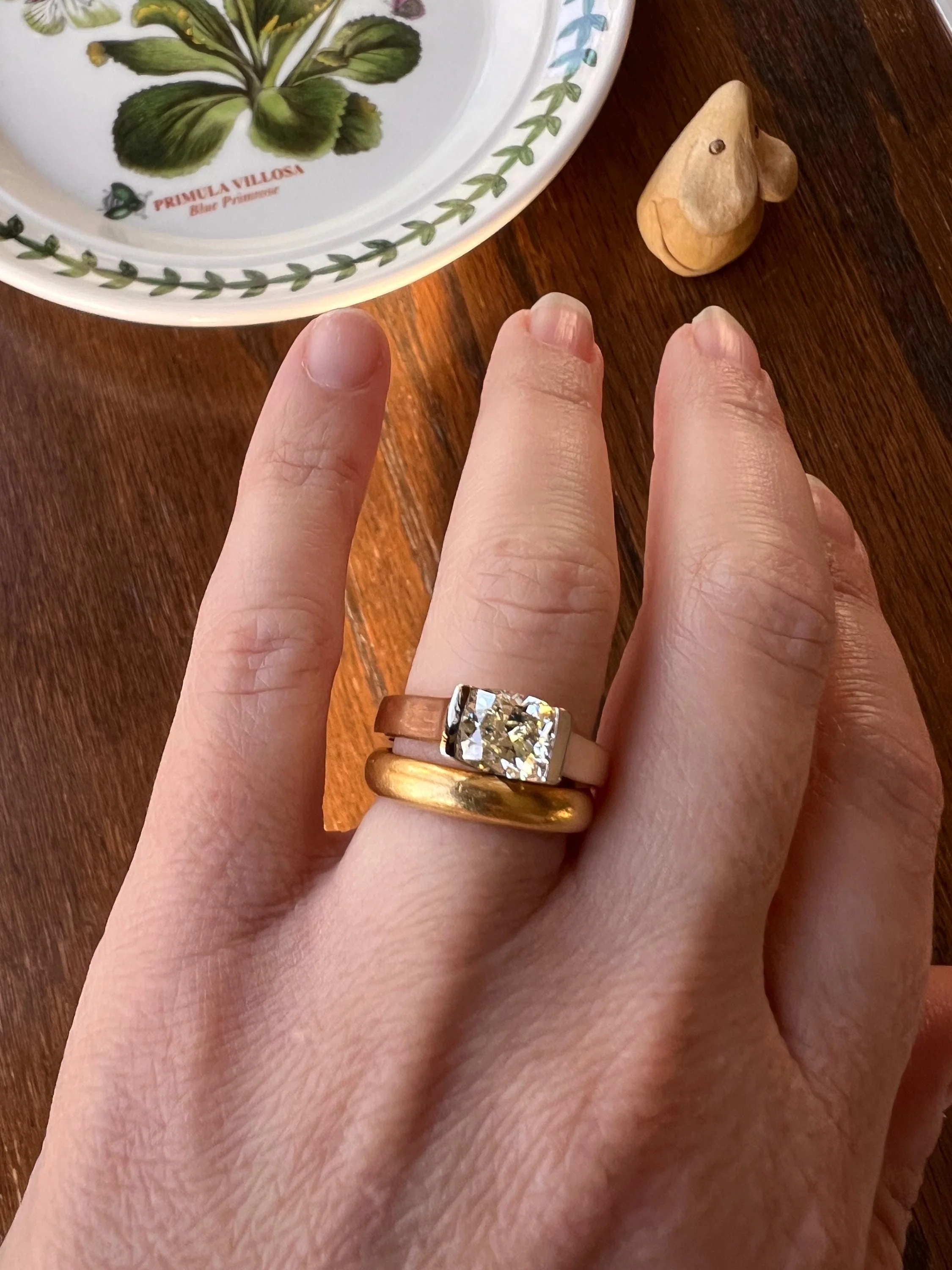 Pale Yellow VVS Eye Clean 1.18 Carat Cushion Cut DIAMOND Ring w/ CERT. French Vintage Solitaire 18k Gold Tension Bezel Engagement - Image 9