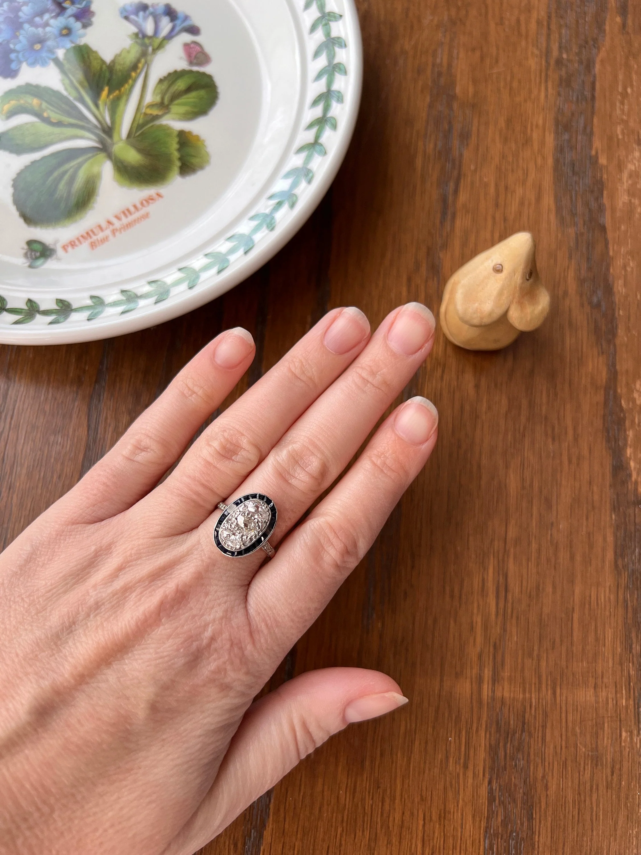 PEAR 1 Carat Old Mine Cut Diamond HALO Ring French Antique 18k Gold Edwardian Carre Square Cut SAPPHIRE Halo - Image 2