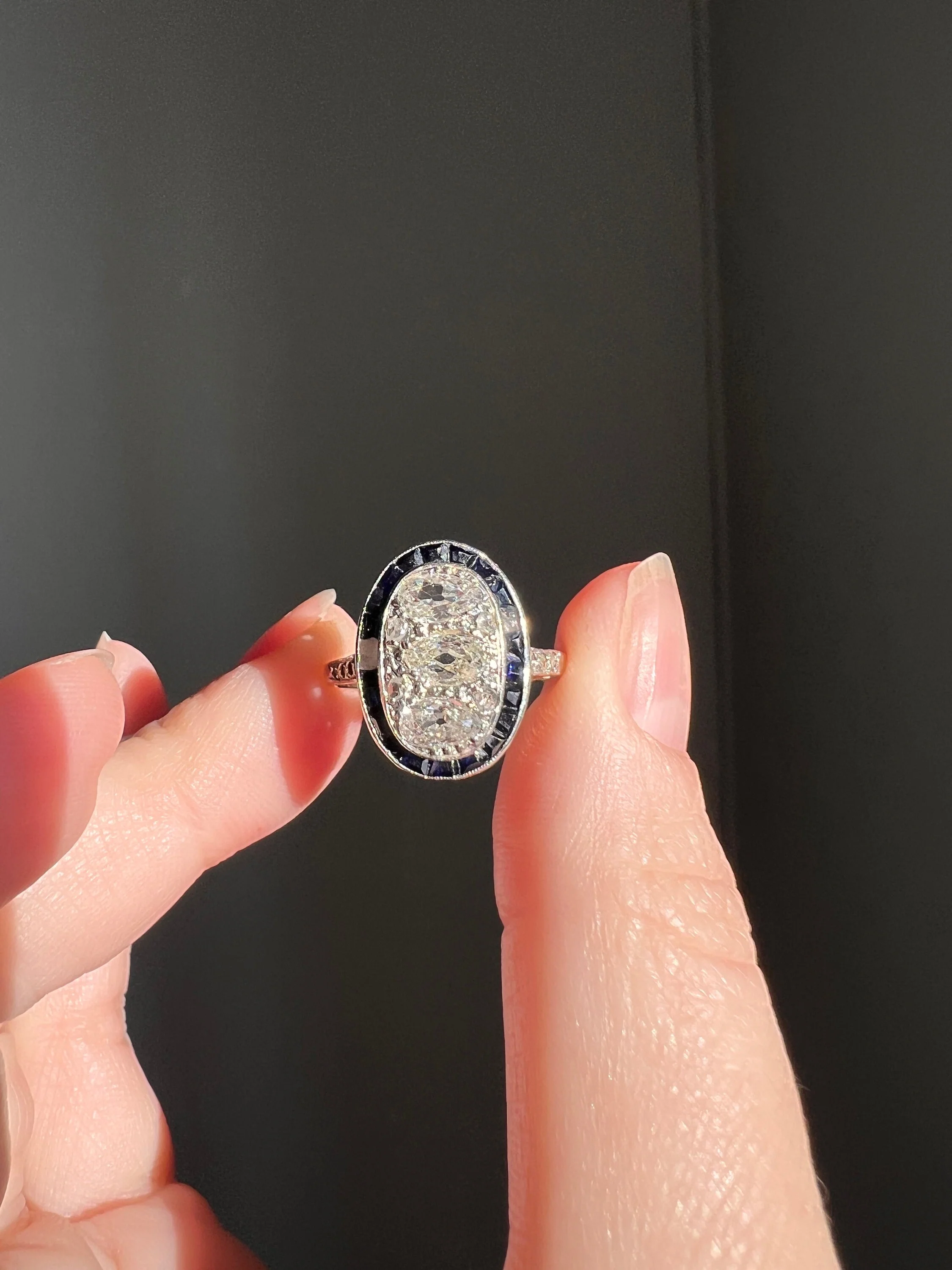 PEAR 1 Carat Old Mine Cut Diamond HALO Ring French Antique 18k Gold Edwardian Carre Square Cut SAPPHIRE Halo - Image 7