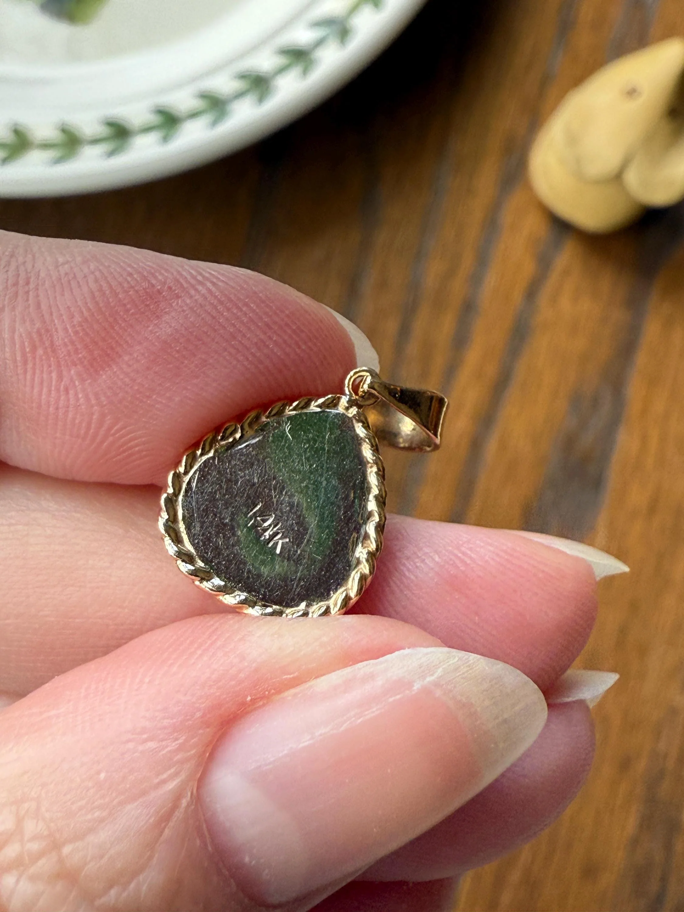 PEAR Antique Natural Old Mine Cut DIAMOND 2 Carats Chubby Pendant 14k Gold Bezel Set Retro Vintage Rope Detail Teardrop Dangle - Image 18