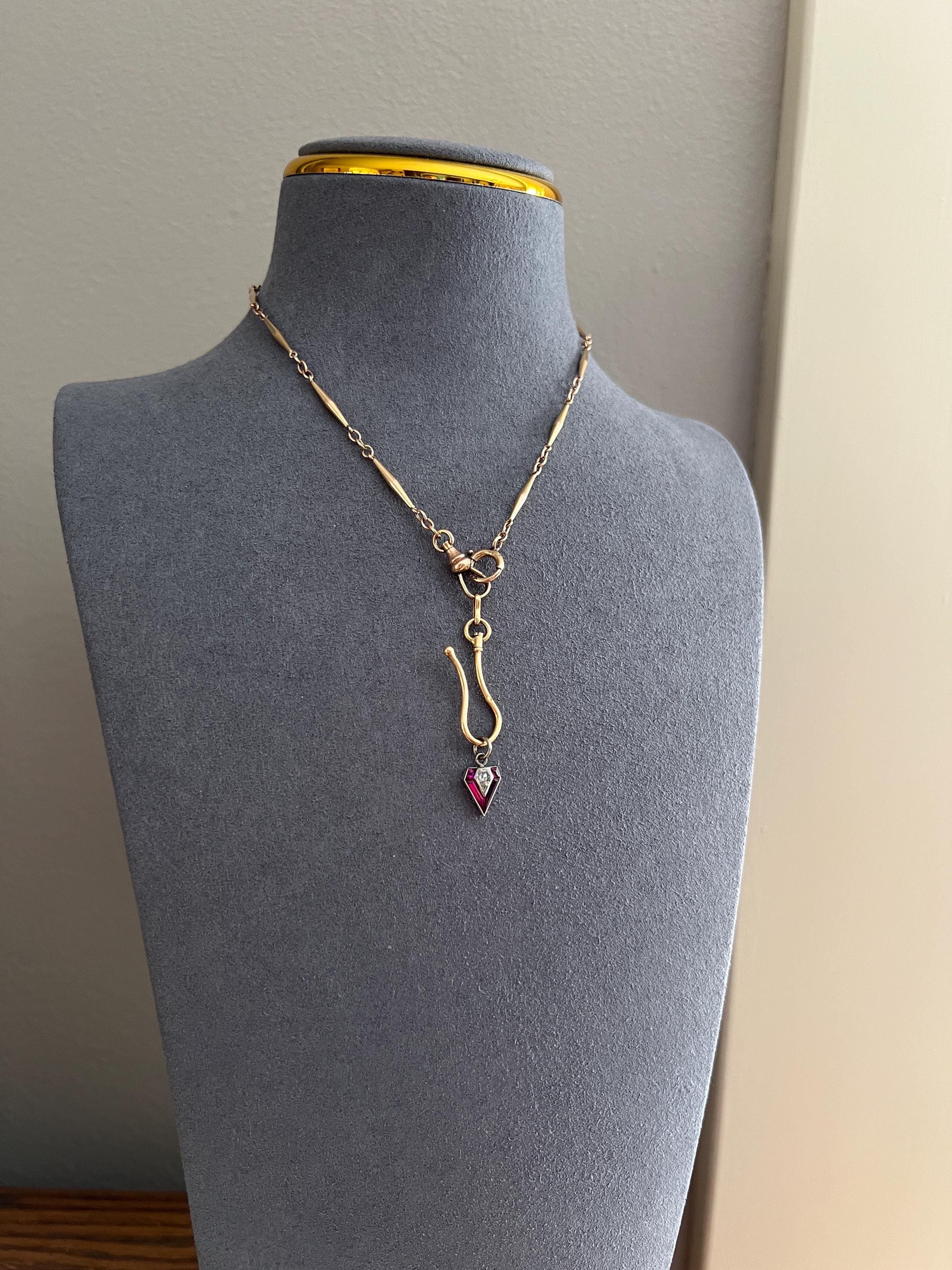 PENTAGON Antique RARE 5 Sided Shield Kite Lozenge Old Cut DIAMOND 18k White Gold Eye Clean Pendant Art Deco Pink Ruby Halo One of Kind Gift Charm - Image 4