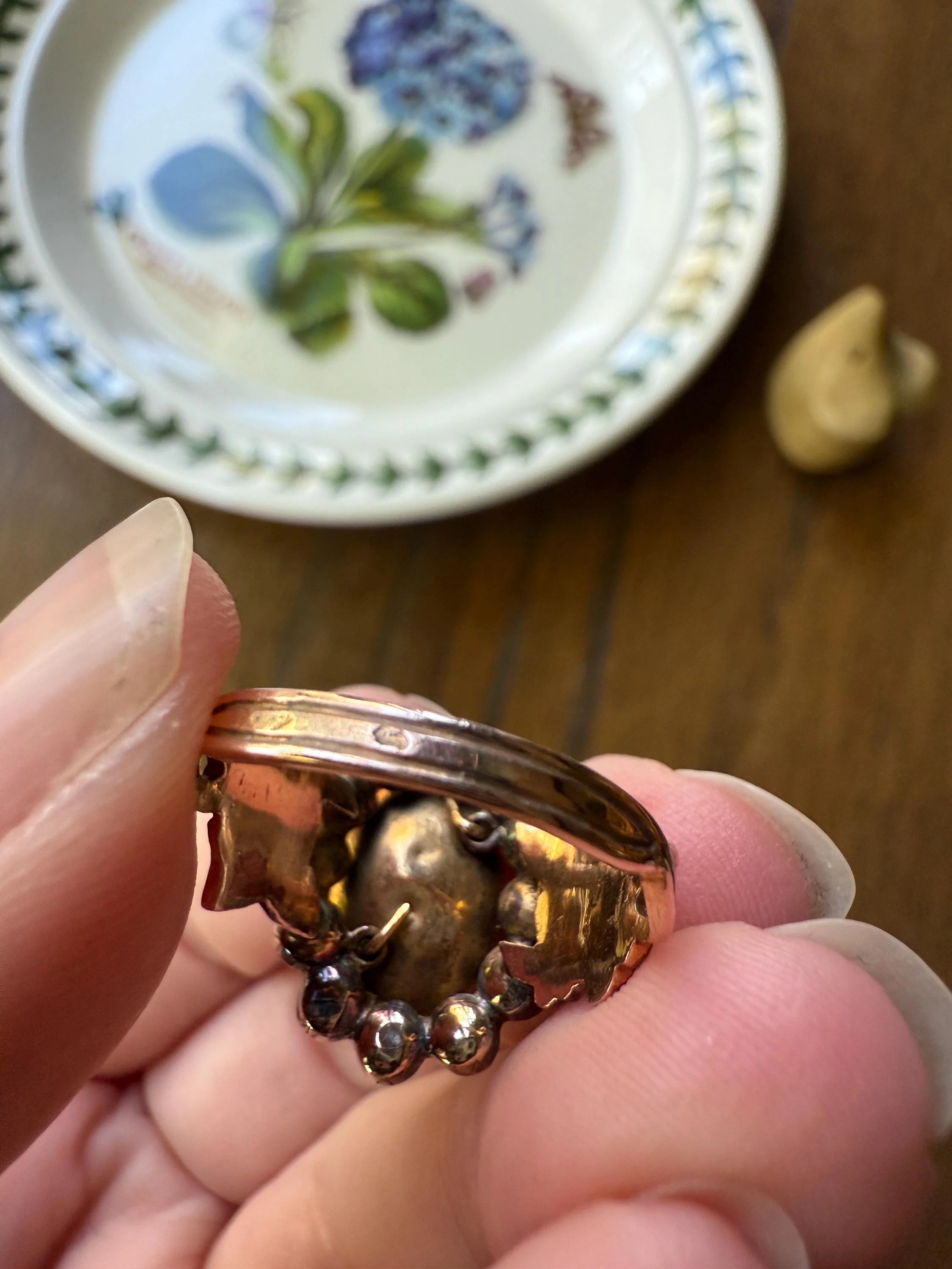 Antique Perpignan GARNET Oval Almandine Cluster Ring French VICTORIAN Era 18k Gold Vine Leaf - Image 10