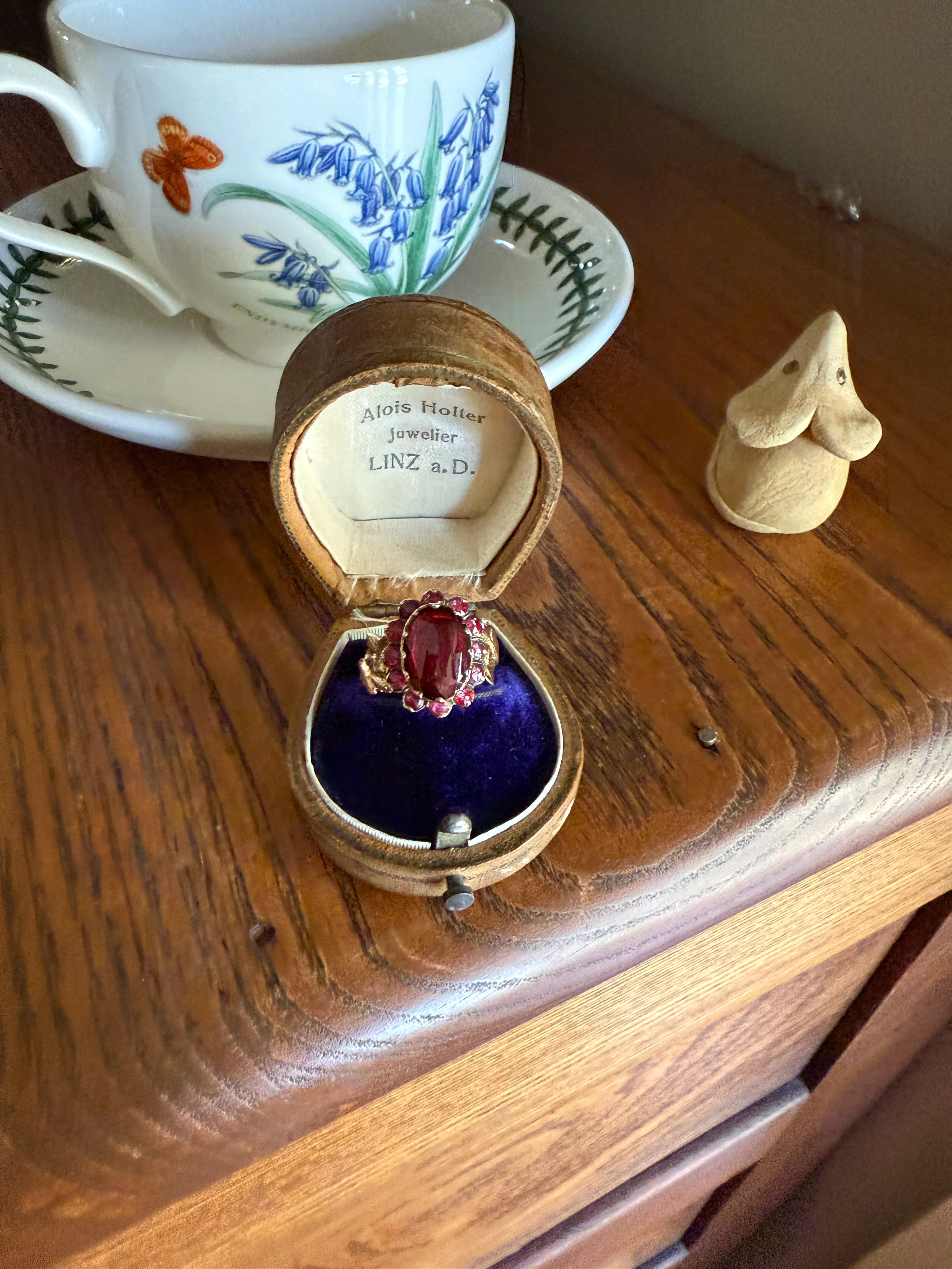 Antique Perpignan GARNET Oval Almandine Cluster Ring French VICTORIAN Era 18k Gold Vine Leaf - Image 15