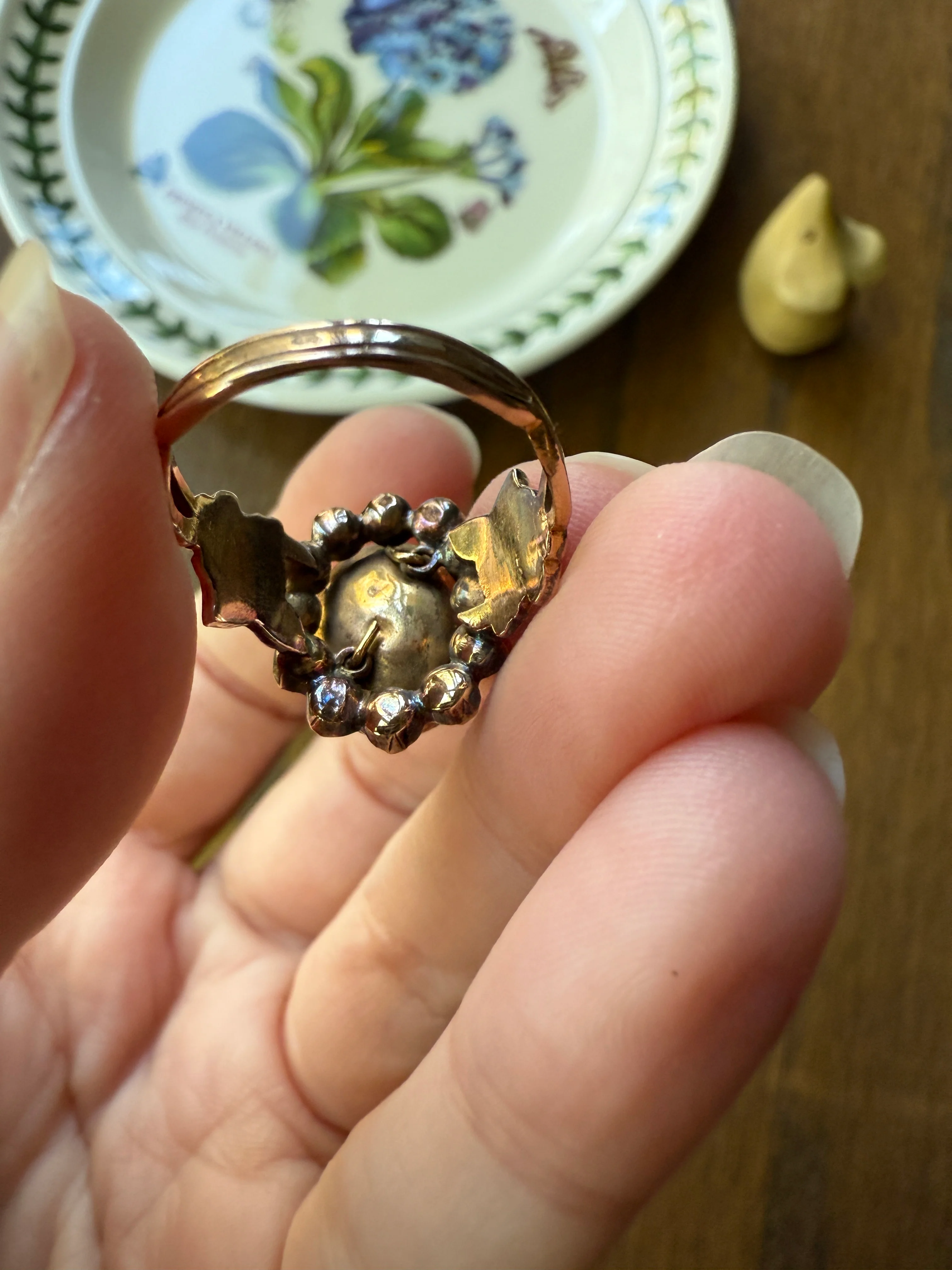 Antique Perpignan GARNET Oval Almandine Cluster Ring French VICTORIAN Era 18k Gold Vine Leaf - Image 16