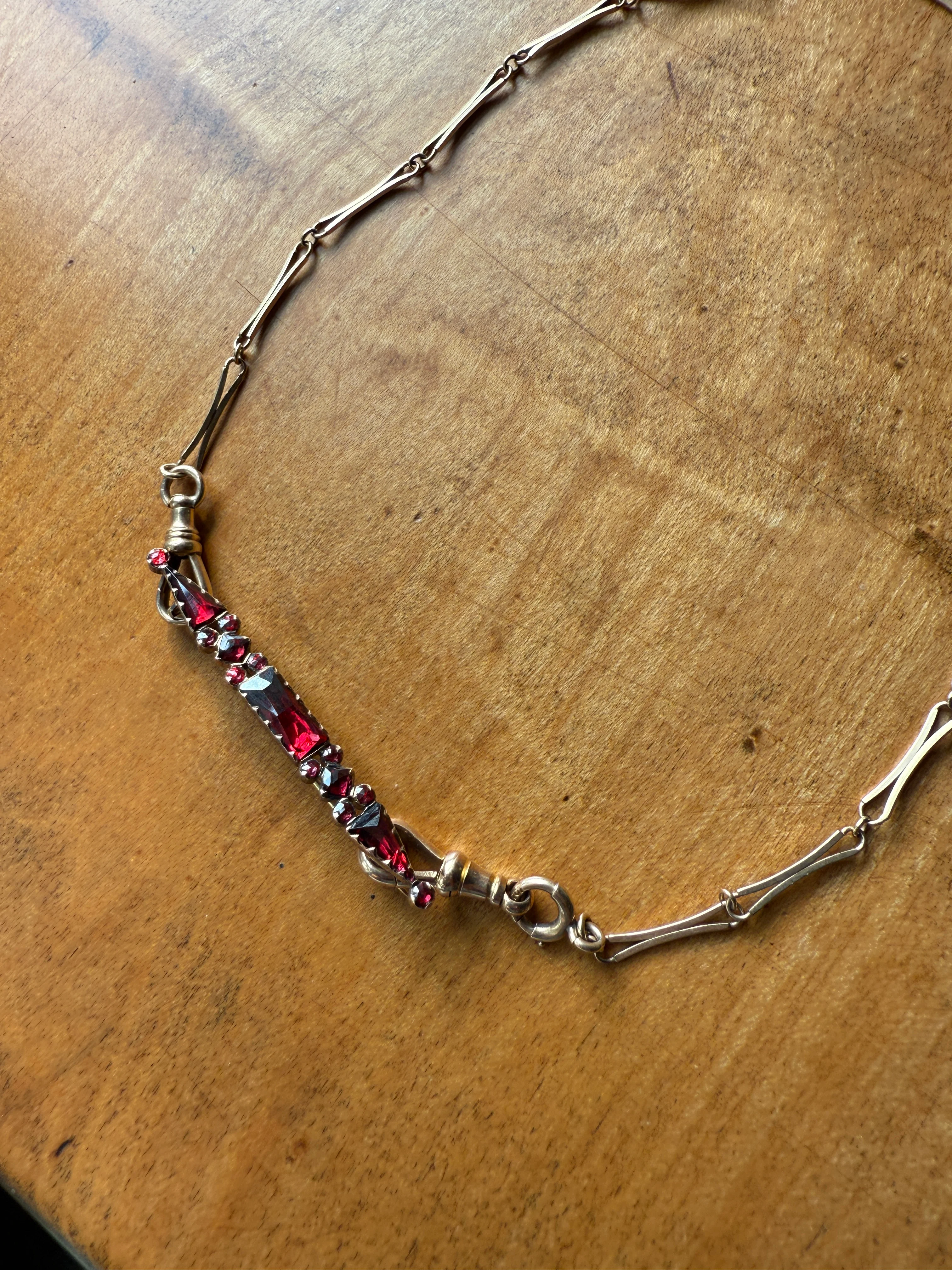 PERPIGNAN Garnet Purple Pink Bar Line Brooch for Pendant Conversion French Antique Victorian 18k Gold Extender Connector Triangle Cut - Image 22