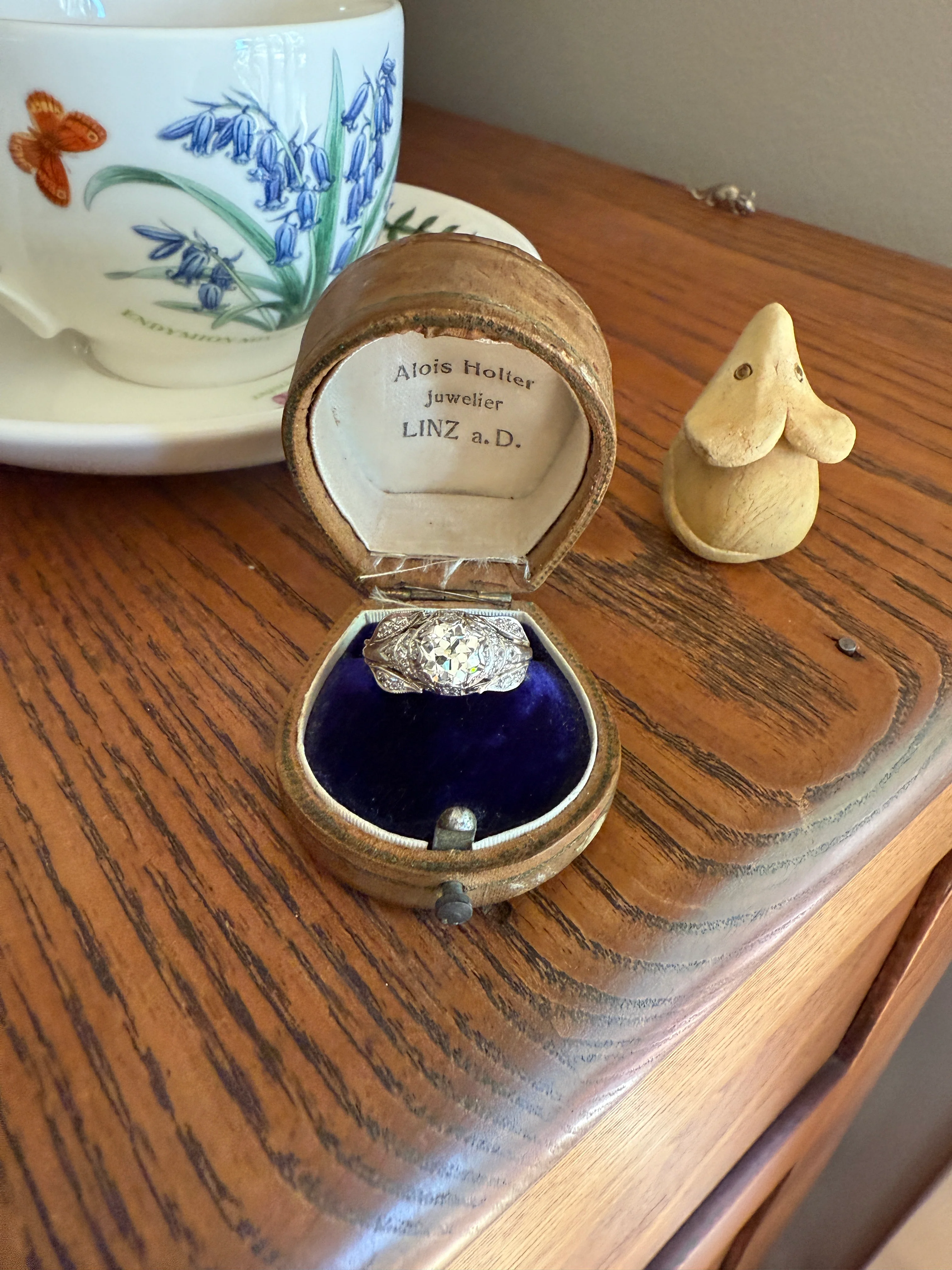 PLATINUM 1.7Ctw Art Deco Eye CLEAN Old European Cut Diamond Solitaire Engagement Ring w/ Wedding Set Wrap Encrusted Leaf Prong Antique c1928 - Image 20