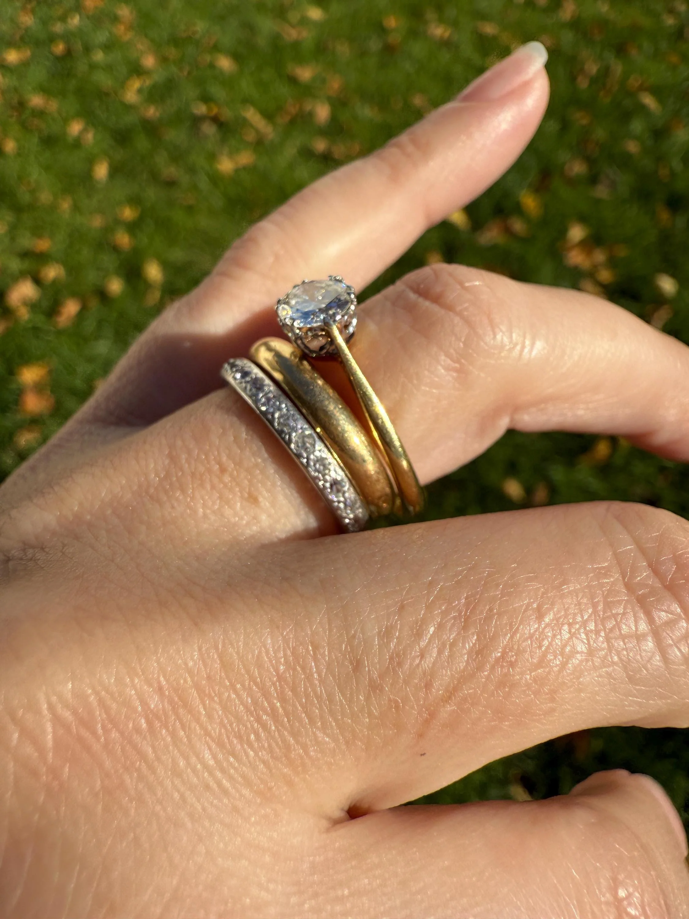 PLATINUM Edwardian Antique 28 Old Mine Single Cut DIAMOND Full Eternity Band Ring Romantic Gift Wedding Stacker Engraved Edge - Image 7
