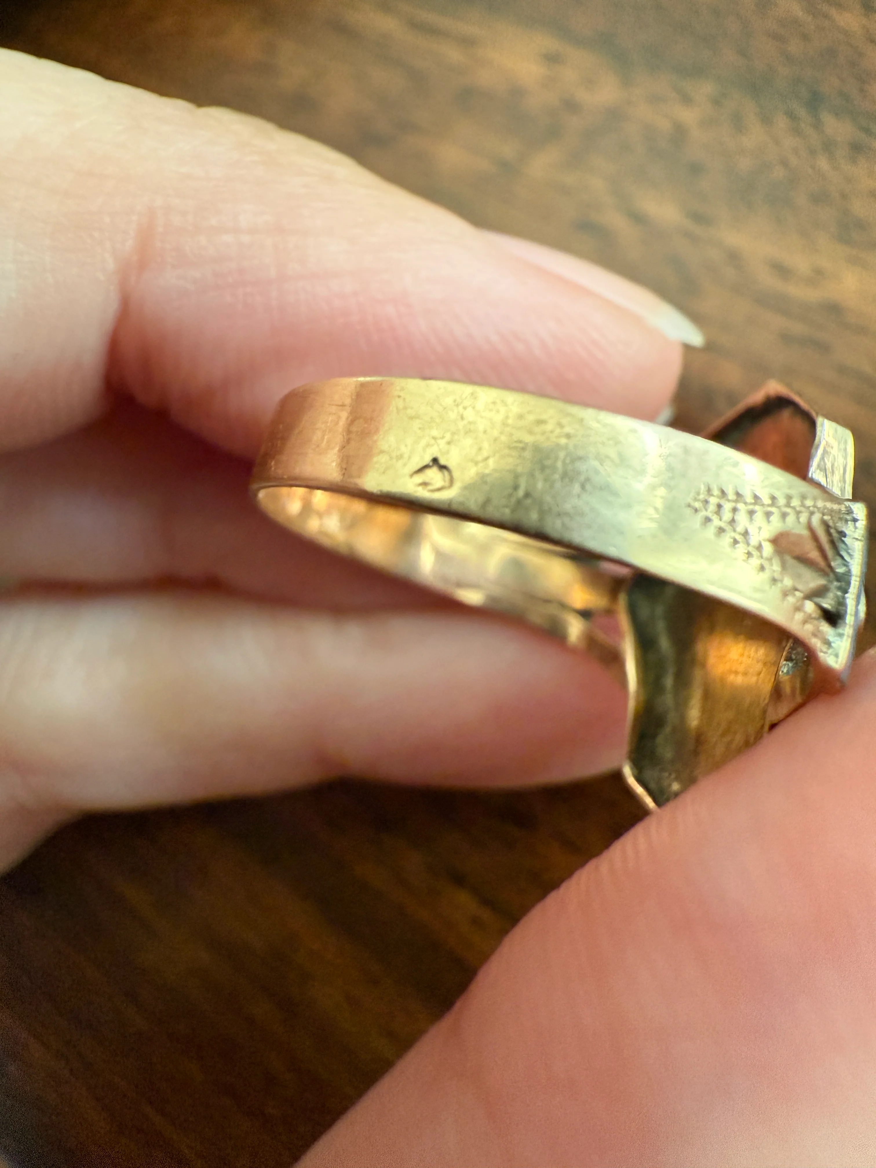R is For Ricordo (Remembrance / Souvenir) or ? Love Band 14k Gold Antique Victorian Ring Black Blue Enamel Shield Signet Letter Initial - Image 12