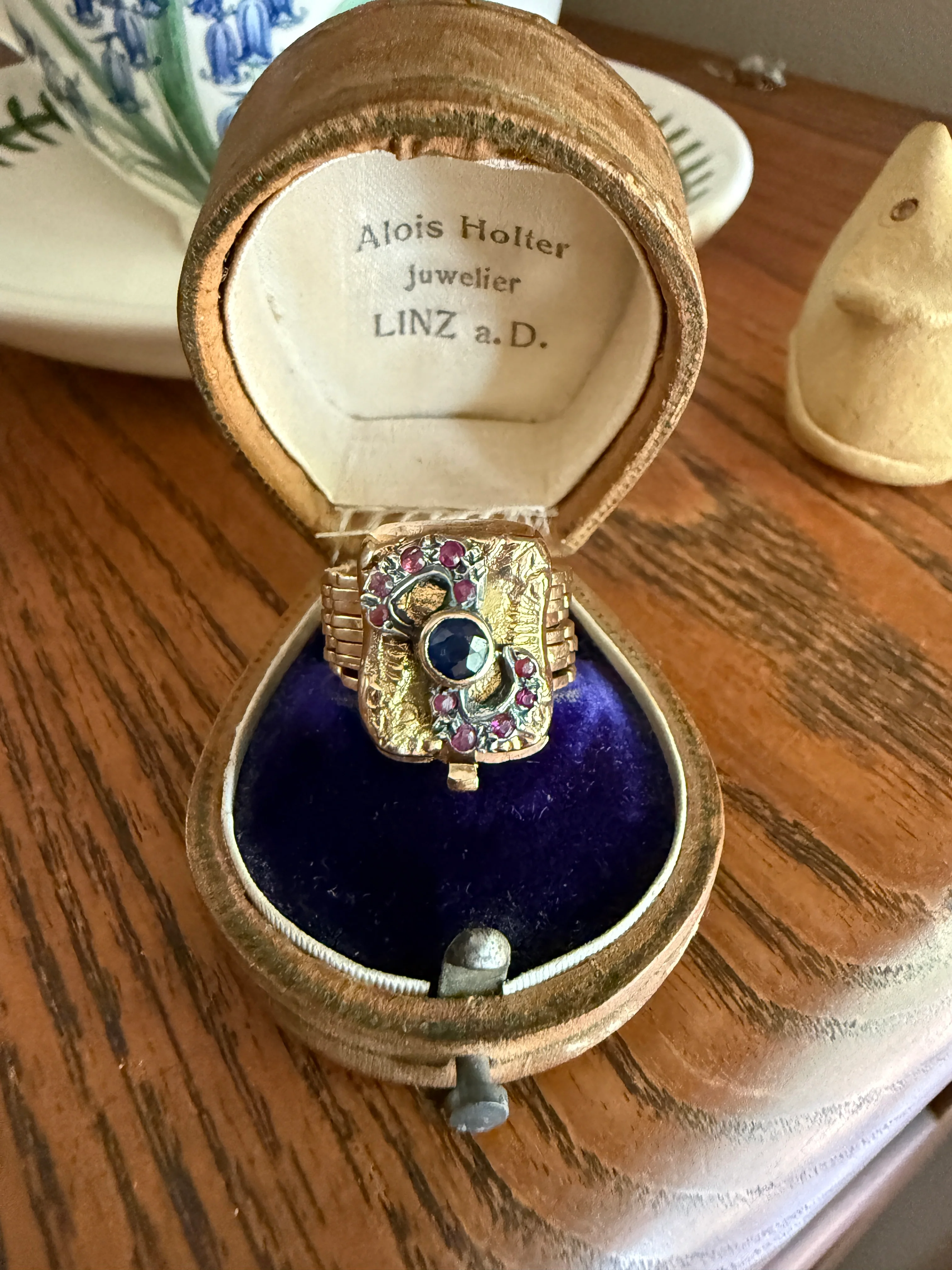 RARE 2 for 1 Convertible RING to BRACELET Surprise Antique Sapphire Ruby Bow 9k Gold Silver Top Clasp Expandable Secret - Image 21