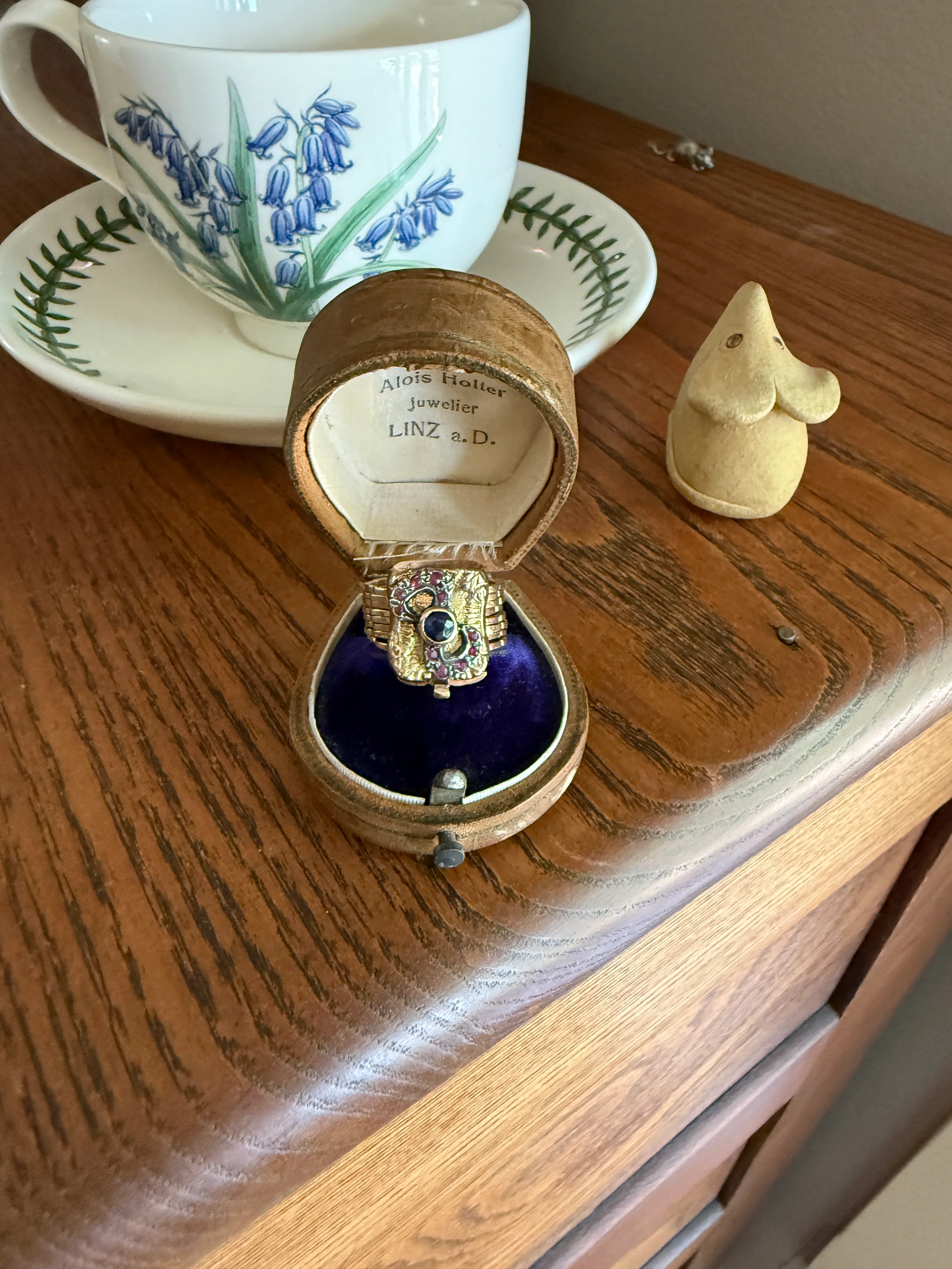 RARE 2 for 1 Convertible RING to BRACELET Surprise Antique Sapphire Ruby Bow 9k Gold Silver Top Clasp Expandable Secret - Image 22