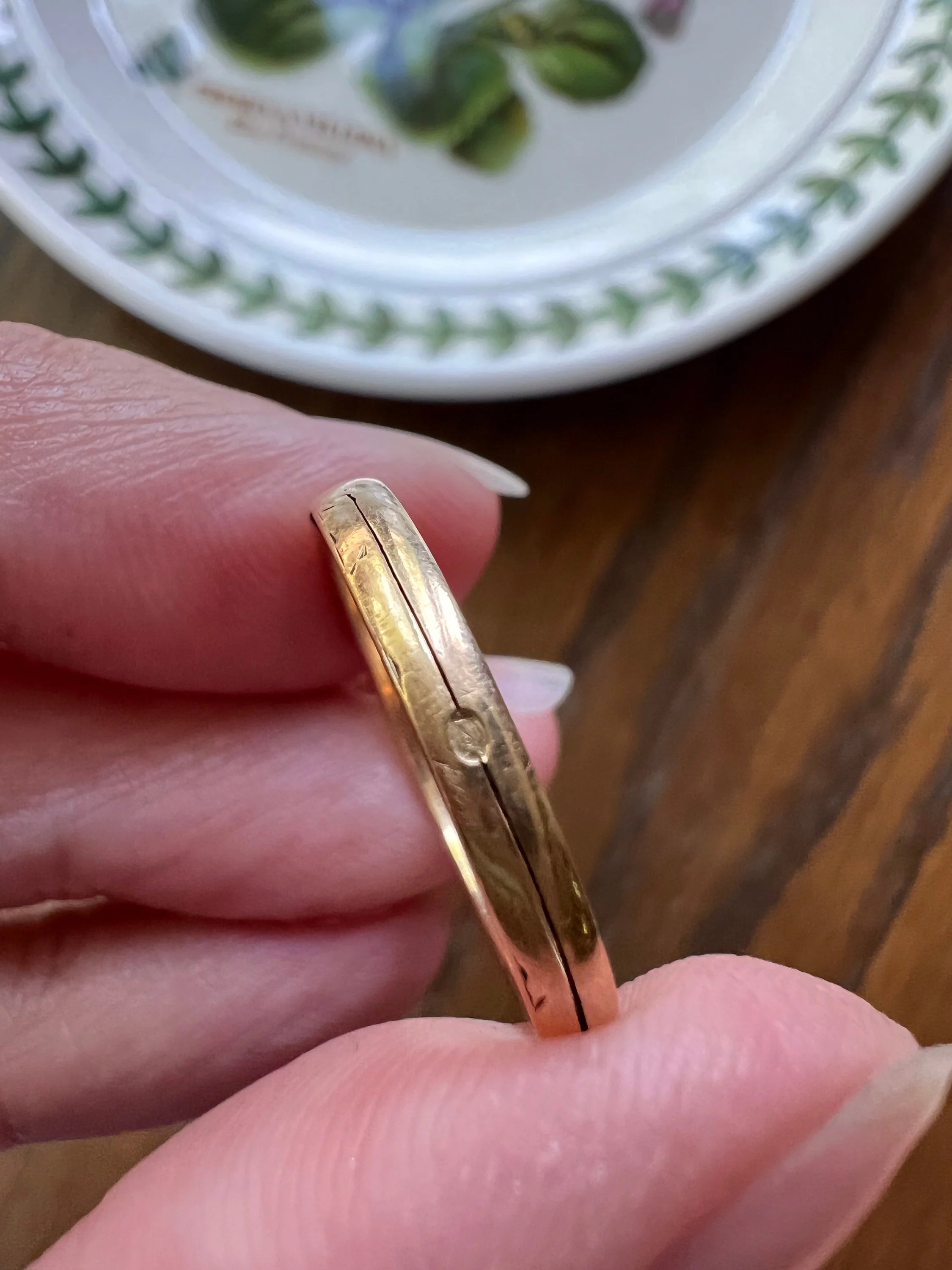 RARE French Nobility HINGED Ring Engraved / Dated 1854 Antique GIMMEL Wedding Band 18k Gold - Image 8