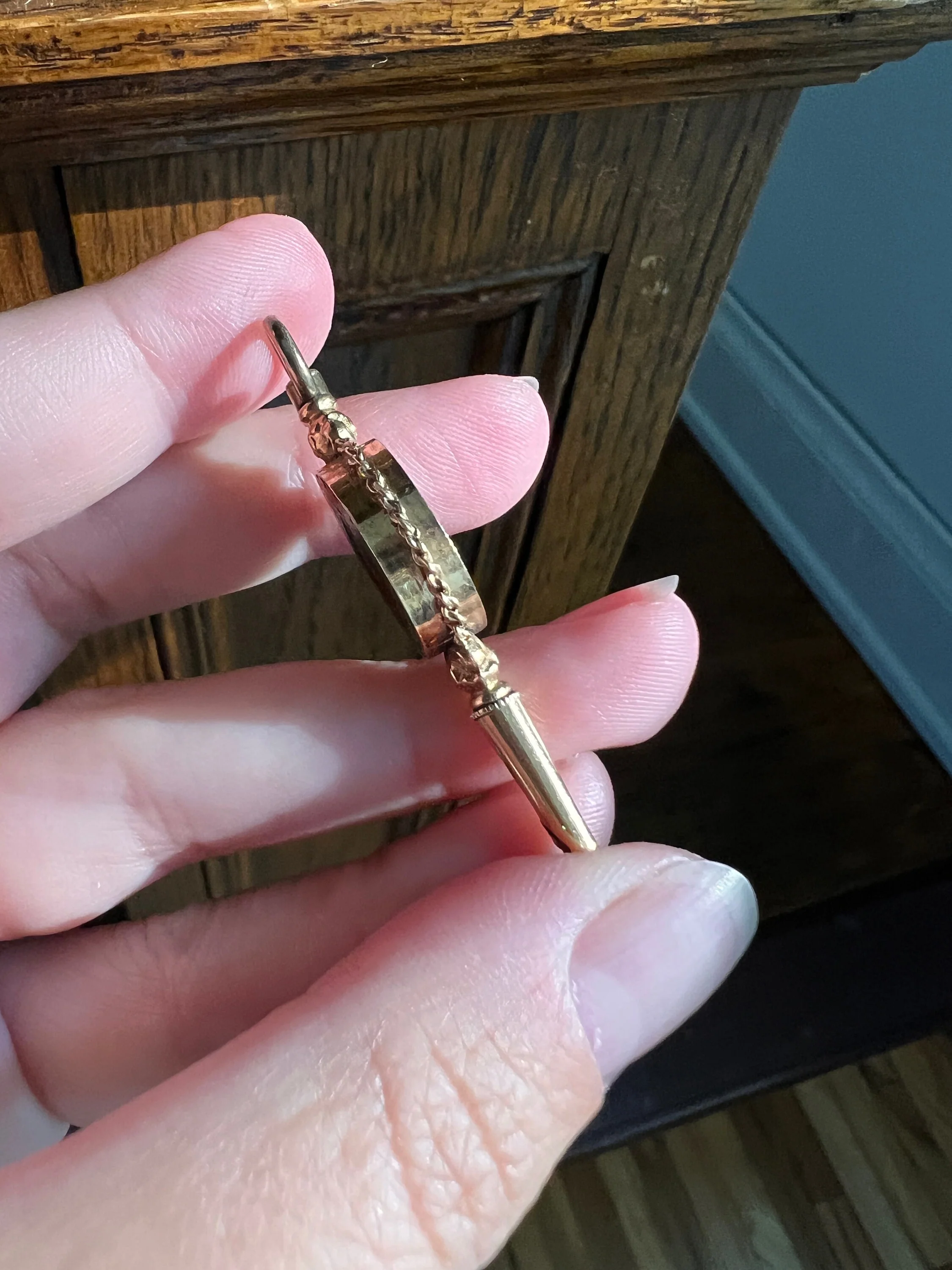Rare VICTORIAN Transatlantic Cable SOUVENIR PENDANT 14k Gold 1800s Geometric Watch Key Historical Significance - Image 2