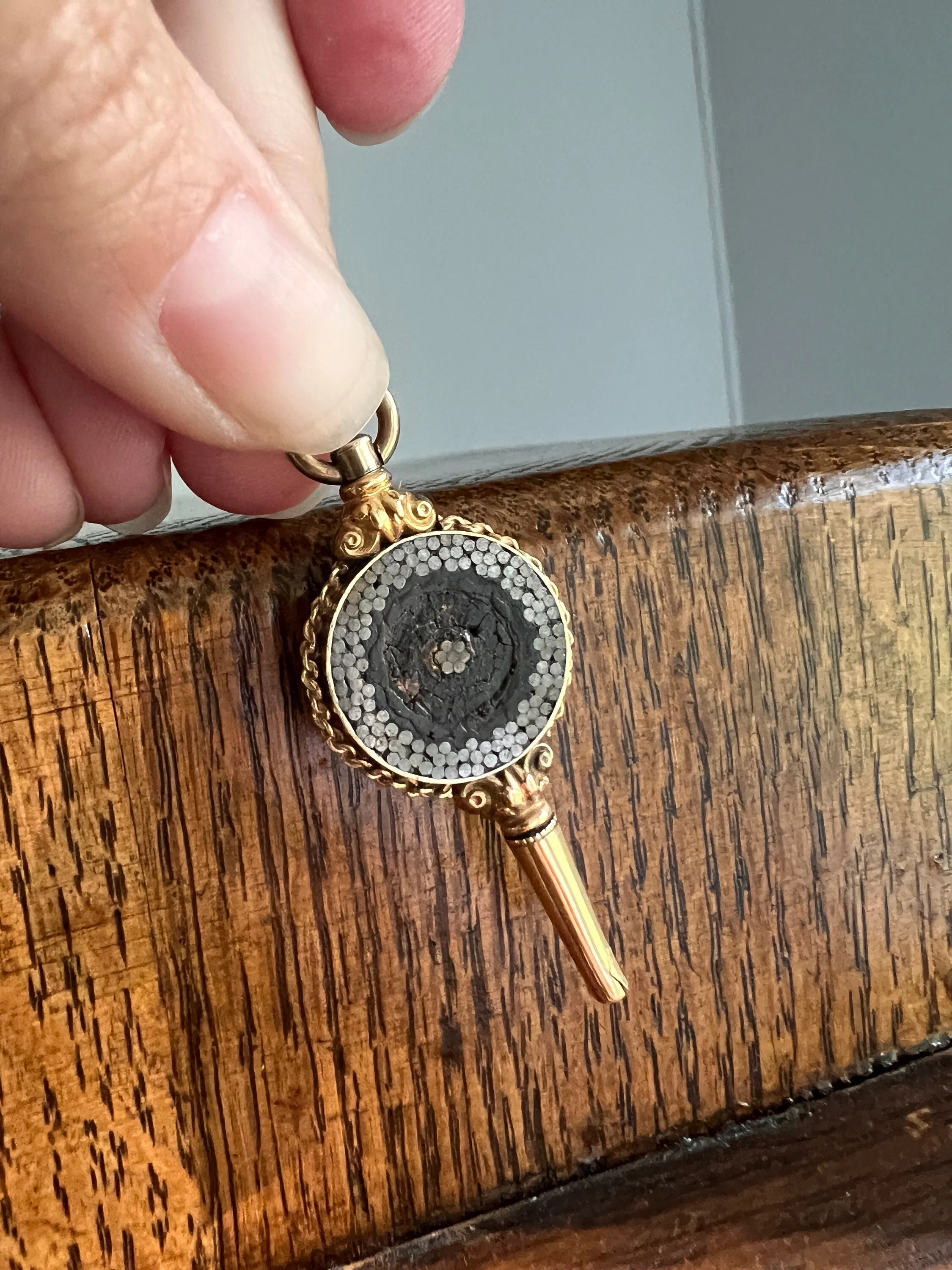 Rare VICTORIAN Transatlantic Cable SOUVENIR PENDANT 14k Gold 1800s Geometric Watch Key Historical Significance - Image 7