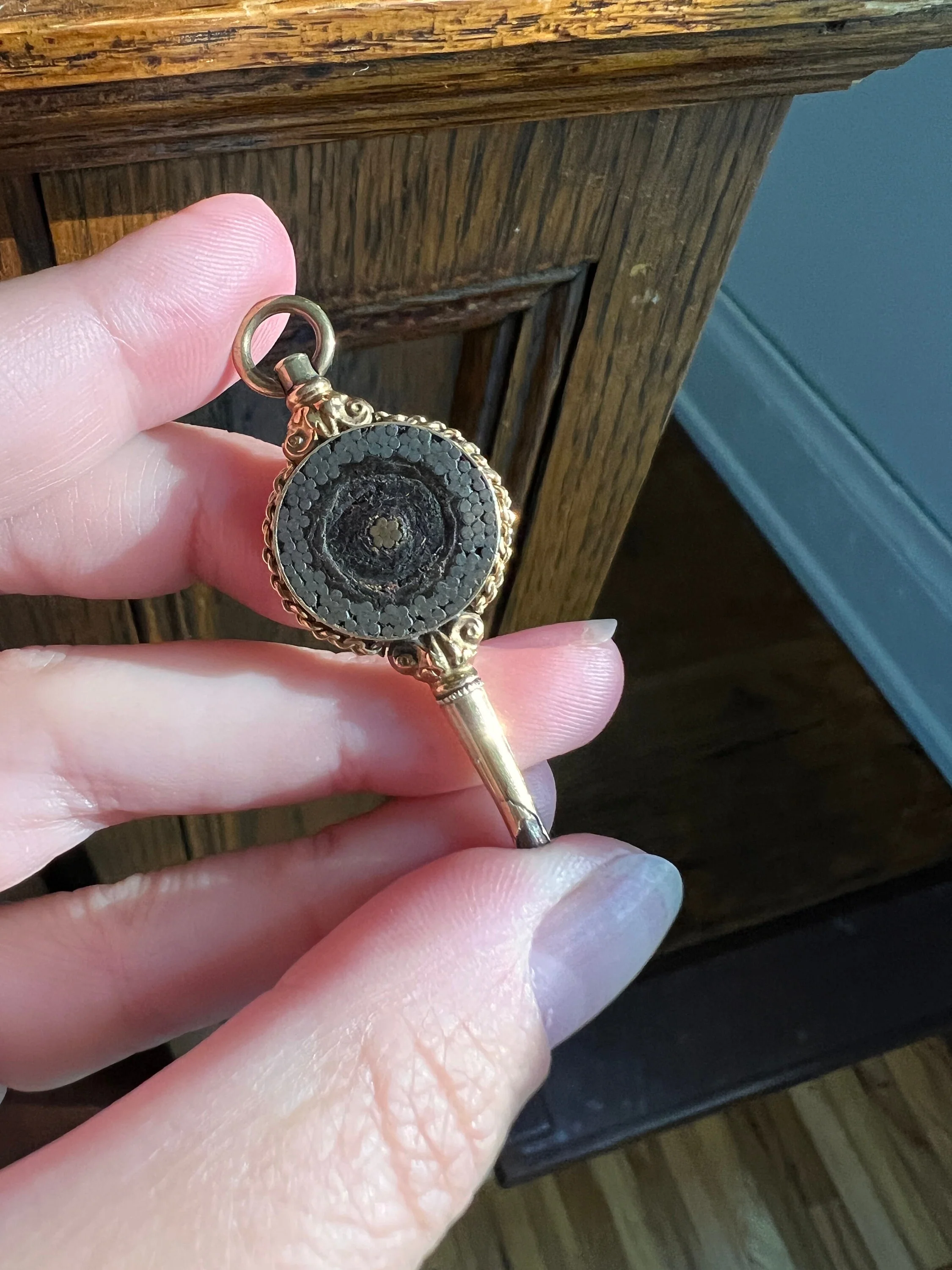 Rare VICTORIAN Transatlantic Cable SOUVENIR PENDANT 14k Gold 1800s Geometric Watch Key Historical Significance - Image 8