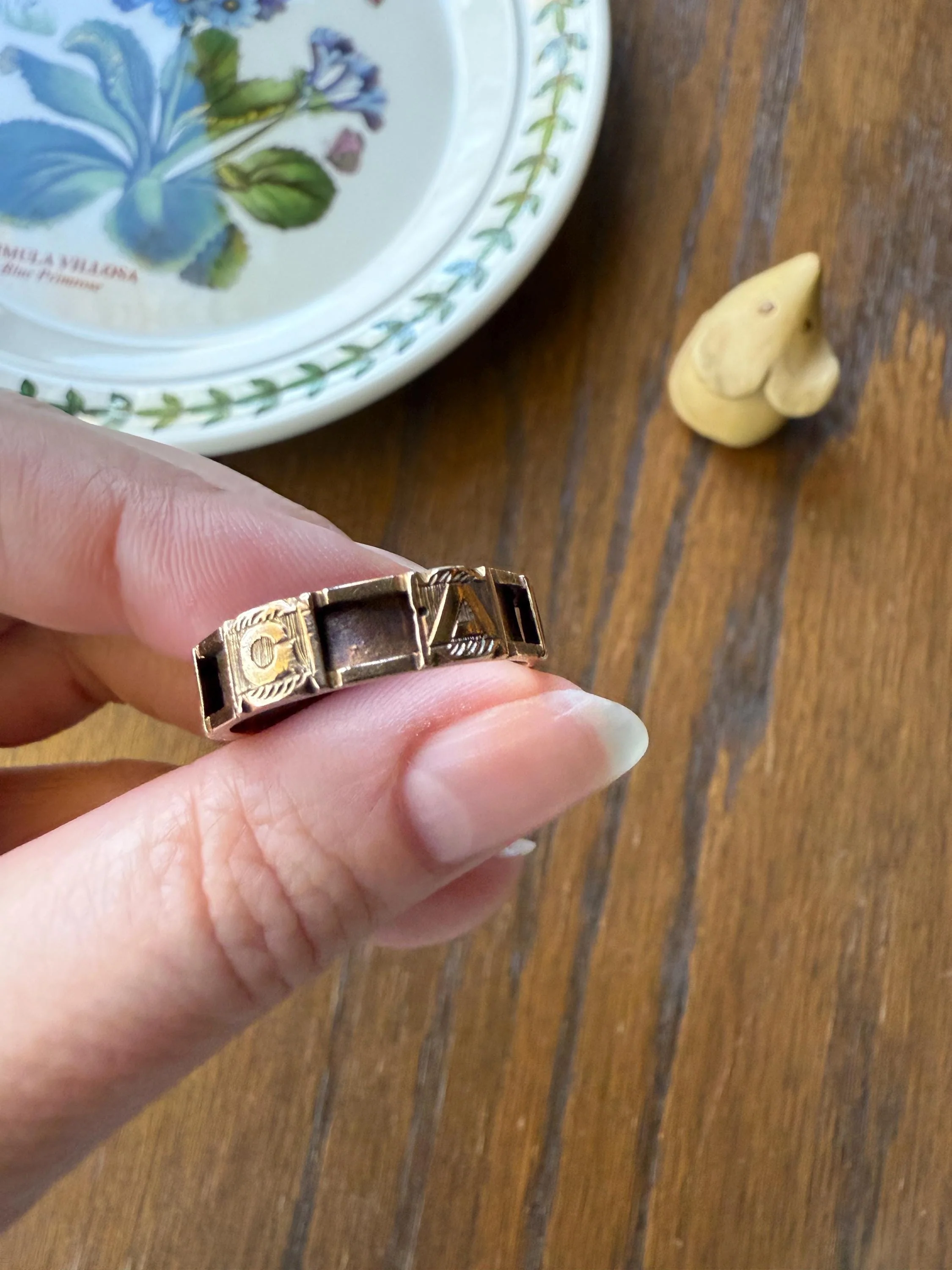 REGARD Antique Love Token Ring 14k Gold Ring Romantic Victorian Engraved Ornate Cigar Eternity Band Wedding Stacker Love Gift Jewelry Words - Image 11