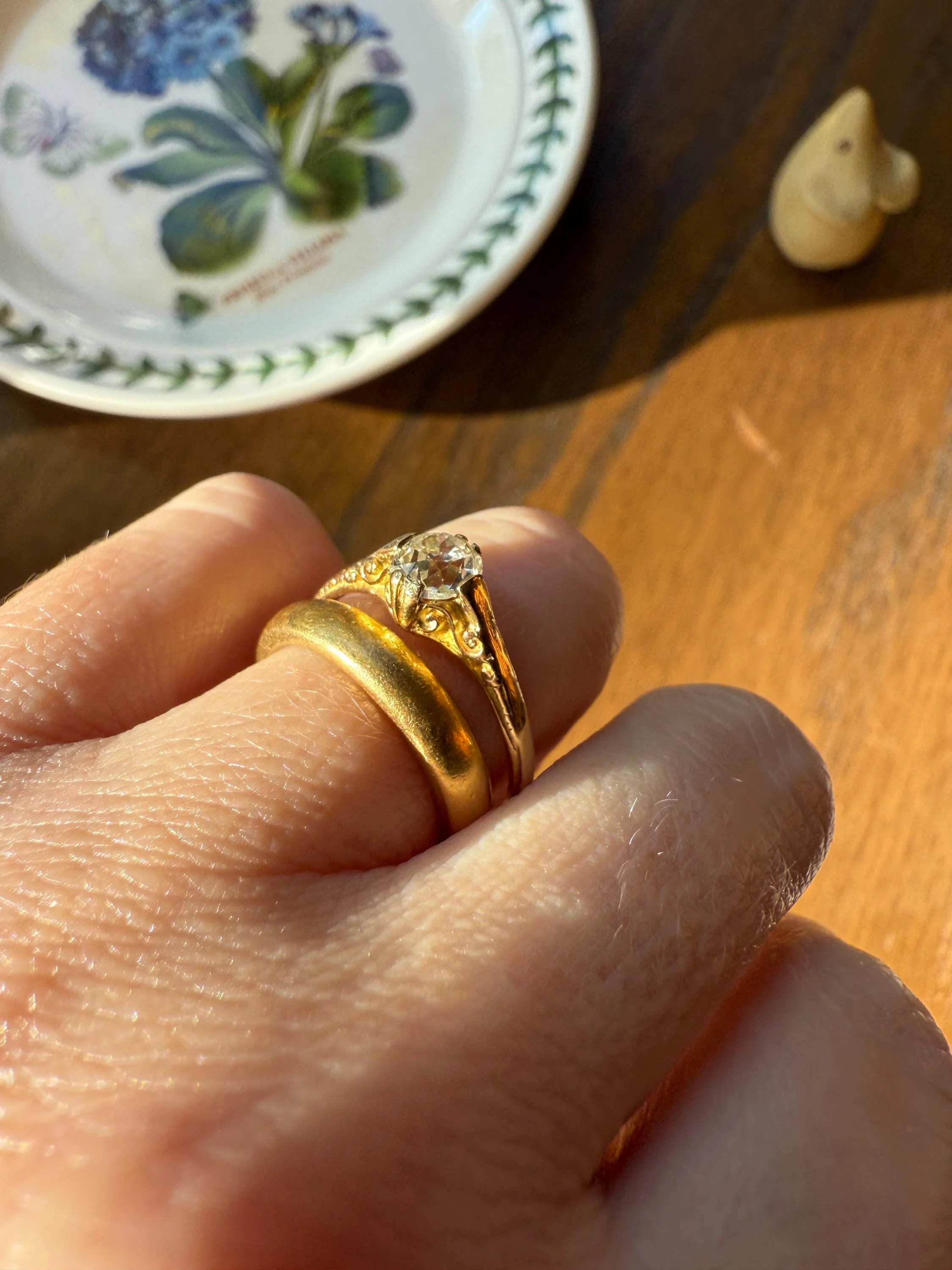 Scrolled Eye Clean Antique .7 Carat Old Mine Cut DIAMOND Solitaire Ornate Victorian Engagement Ring 18k Gold Romantic Gift - Image 19