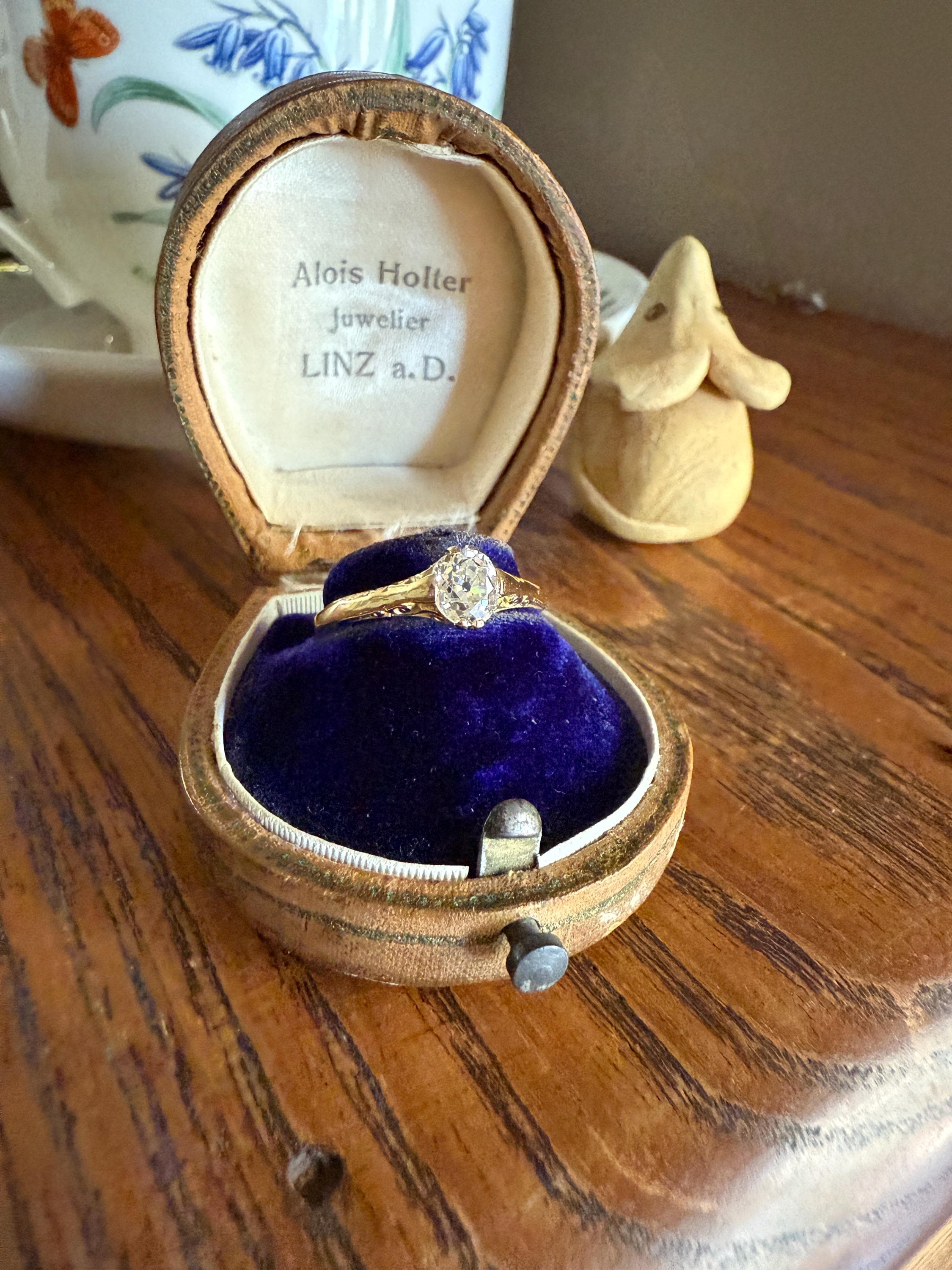 Scrolled Eye Clean Antique .7 Carat Old Mine Cut DIAMOND Solitaire Ornate Victorian Engagement Ring 18k Gold Romantic Gift - Image 20