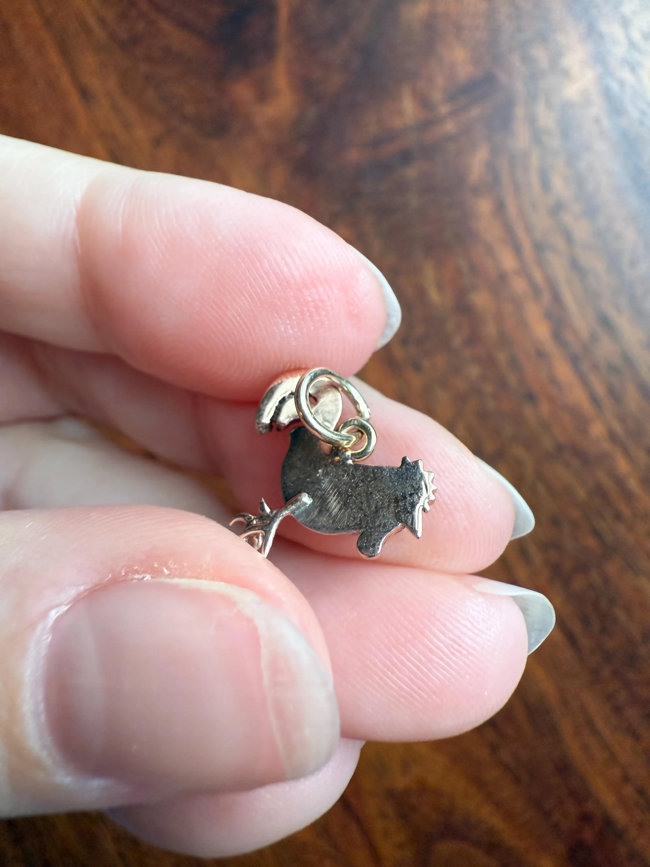 ROOSTER Rose Cut DIAMOND Ruby Eye Antique Victorian 14k Gold Silver Figural Pendant Necklace Bracelet Charm Animal Bird Jewelry Courage - Image 10