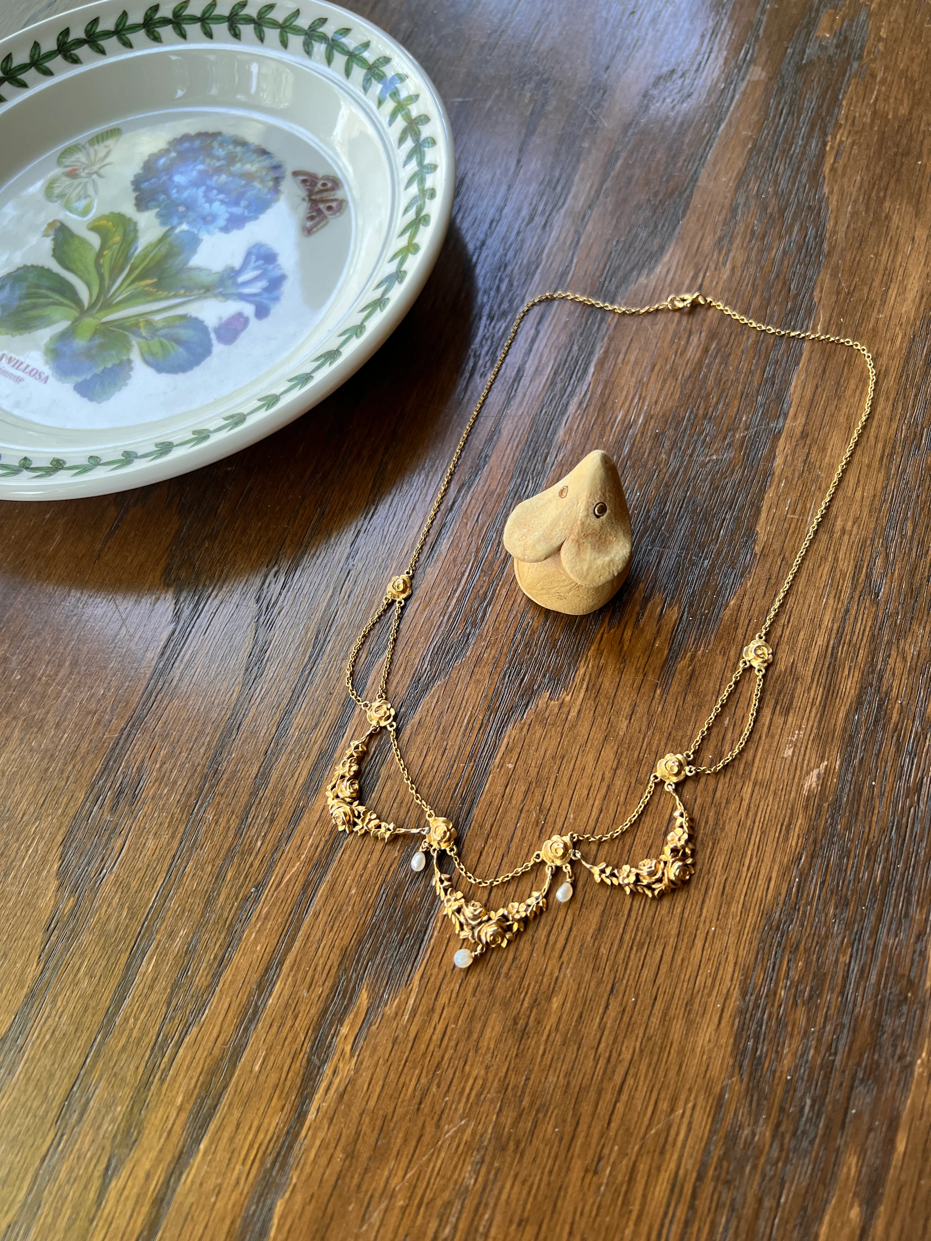 ROSES Floral Garland Festoon French Art Nouveau Pearl 18k Gold Draping Necklace Chain Belle Epoque - Image 12