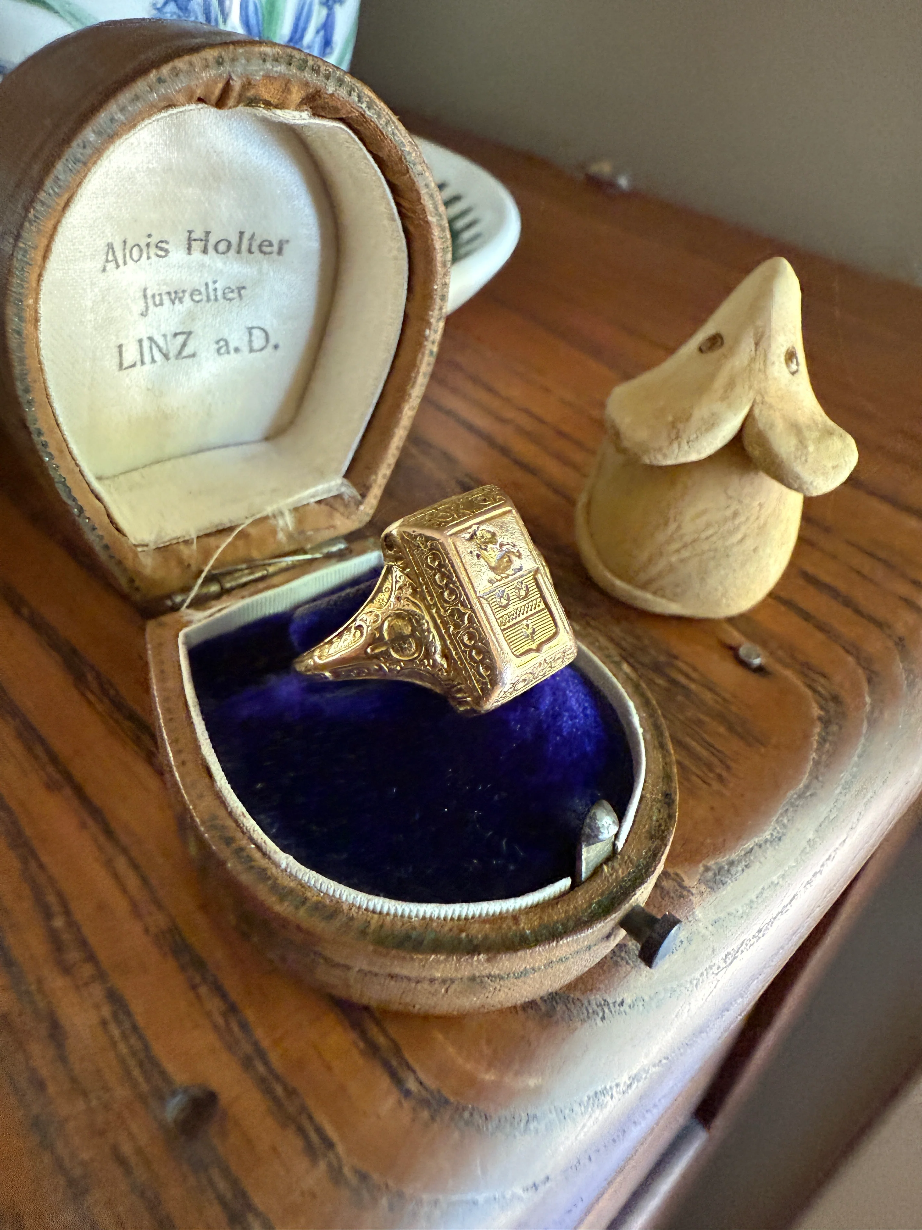 SECRET Hidden Key SIGNET Ring Heraldic Coat of Arms HEAVY 12g 18k Gold Unisex Wax Seal Historic Rare Stacker Ram Benner Crest - Image 20