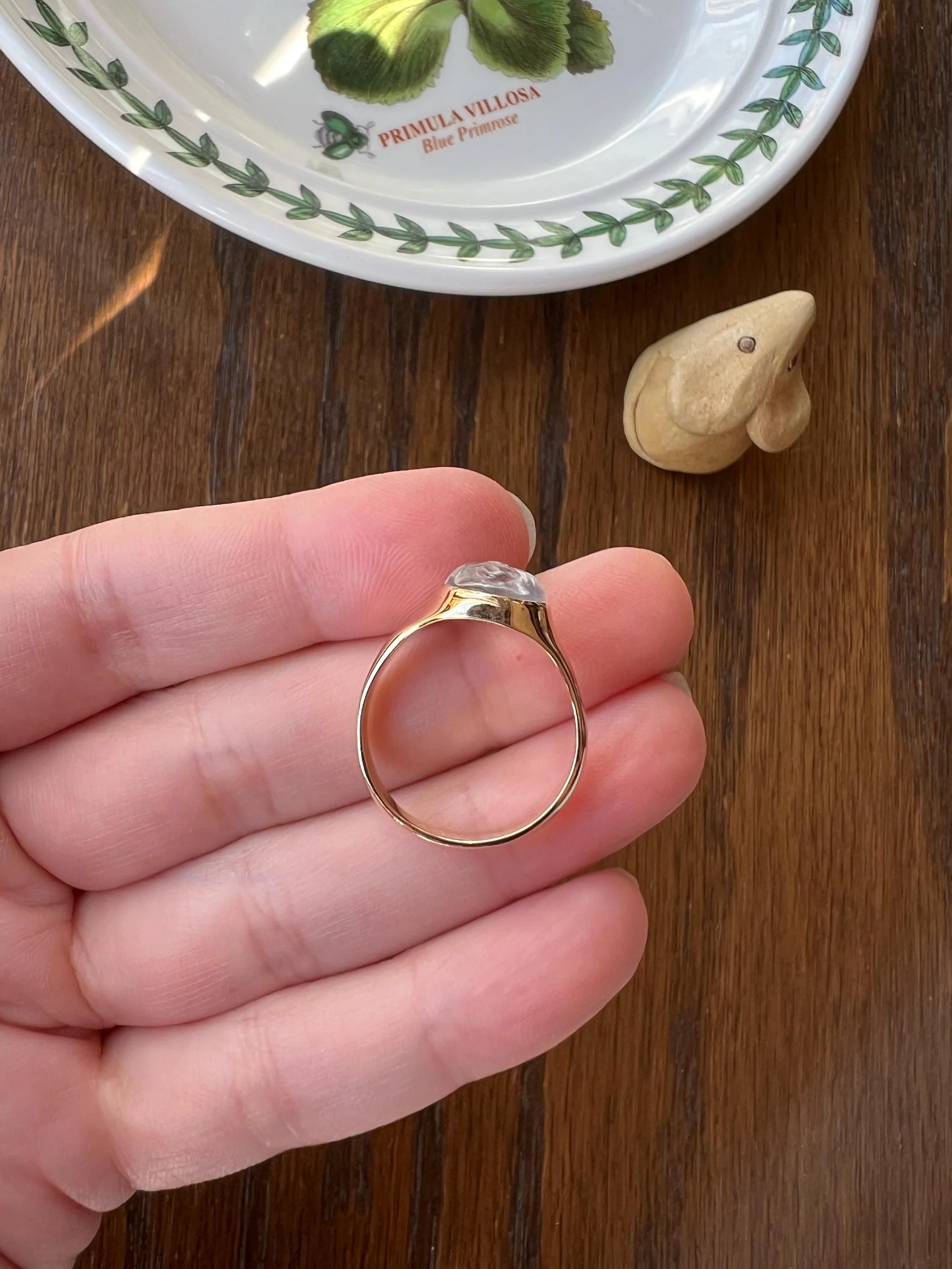 Smiling MAN in the MOON Blue Moonstone Vintage RING 14k Gold Figural Glow - Image 10