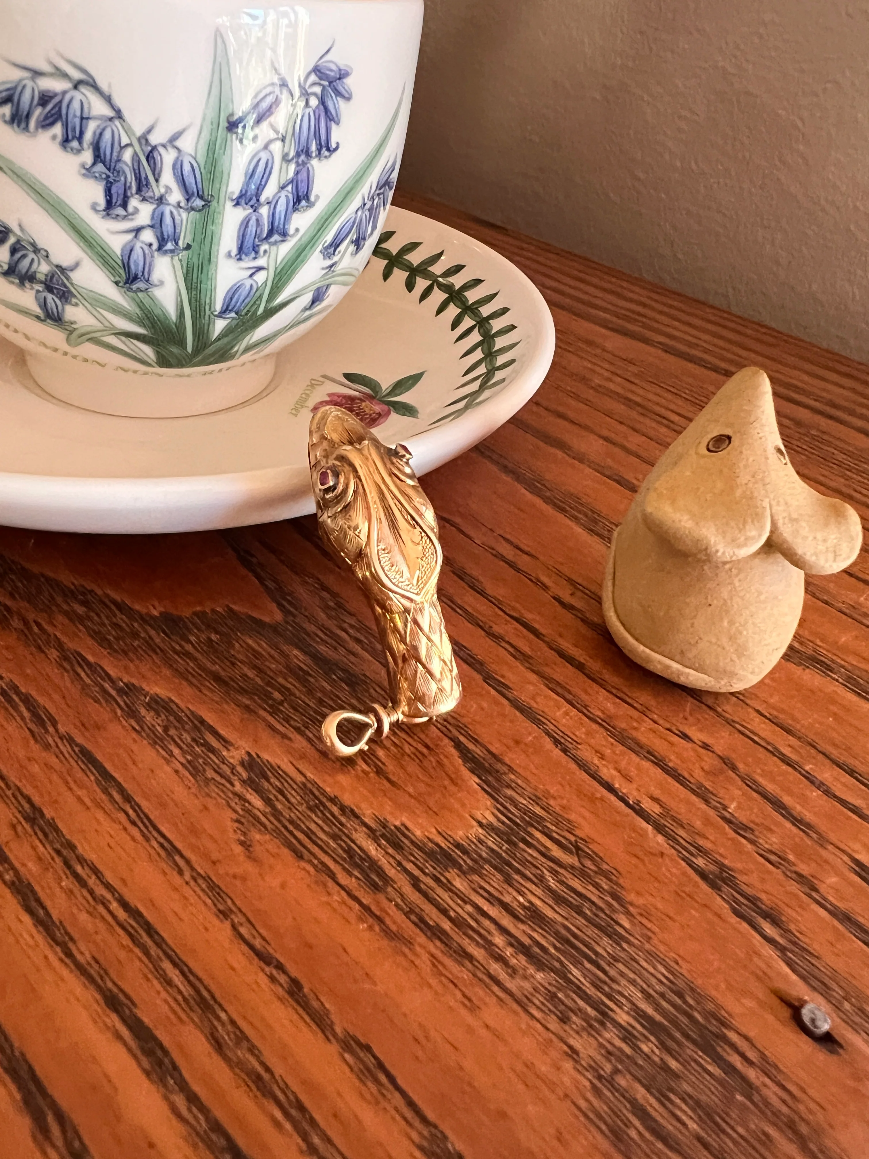 Smiling SNAKE Large Victorian Antique Pendant Figural TEETH! 5.2g 18k Gold Solid French Swivel w/ Dog Clip - Image 19