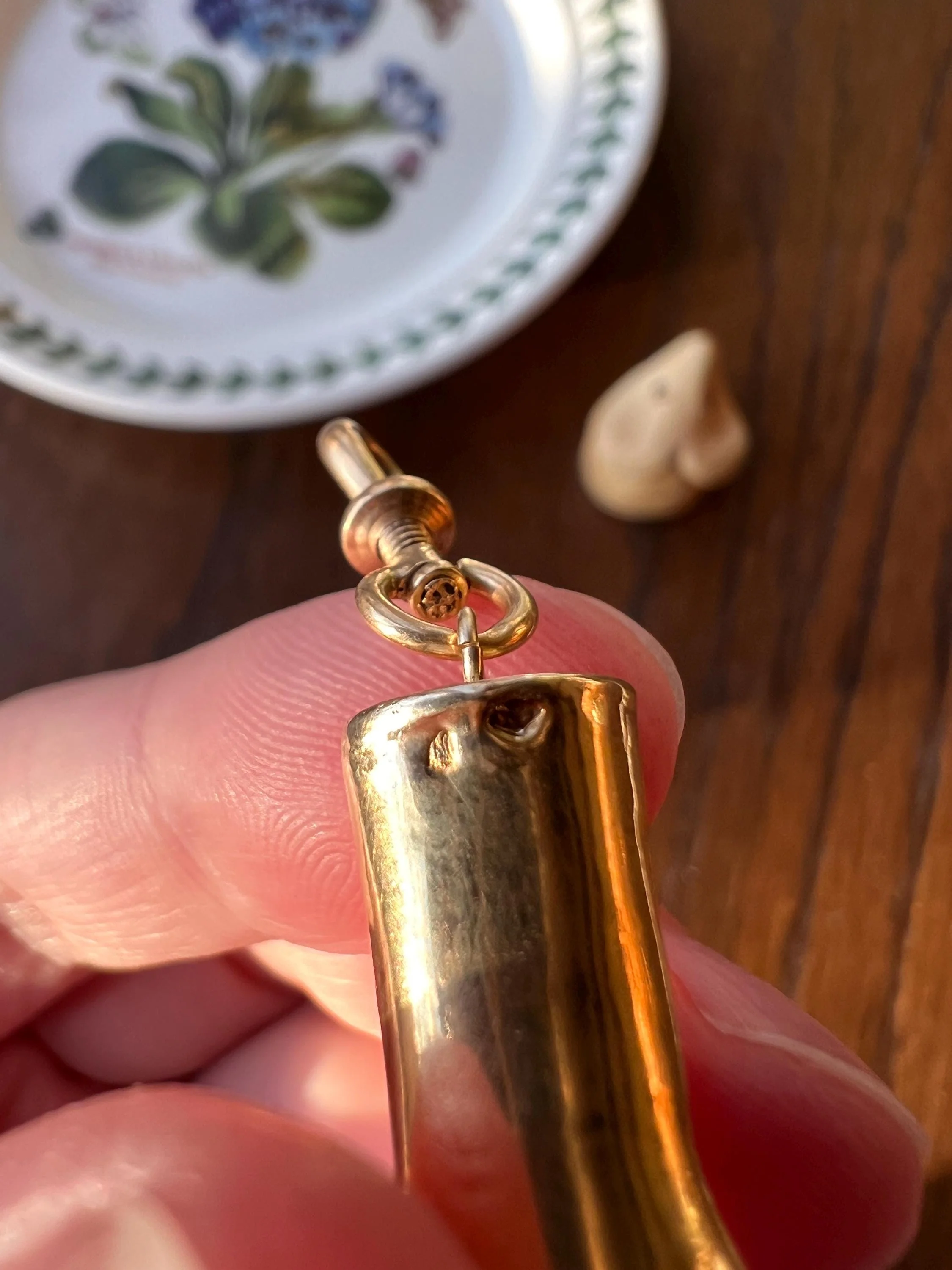 Smiling SNAKE Large Victorian Antique Pendant Figural TEETH! 5.2g 18k Gold Solid French Swivel w/ Dog Clip - Image 9