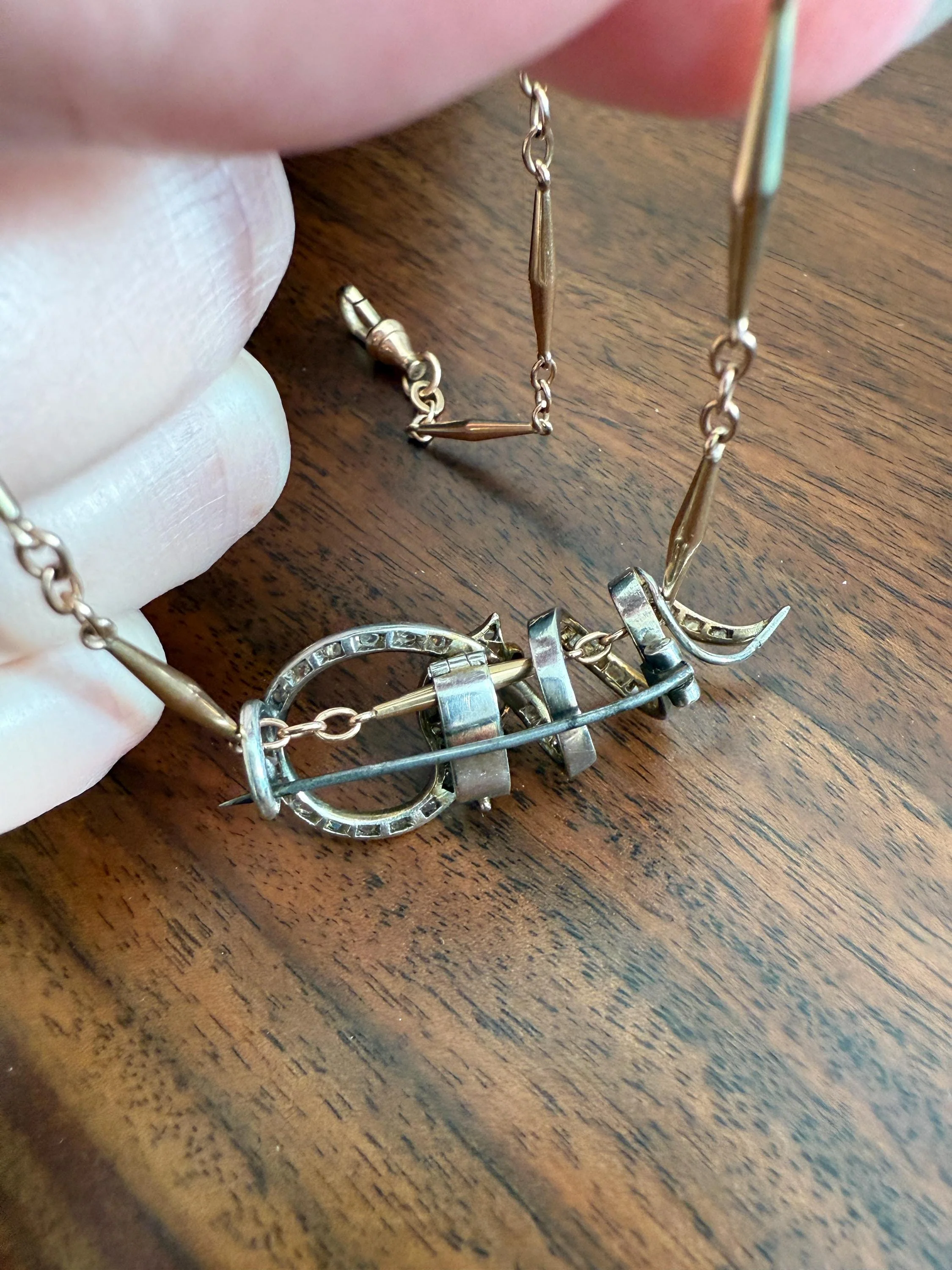 SNAKE French Antique Silver & 18k GOLD Emerald Rose Cut DIAMOND Gem Set Brooch Pendant Connector Cobra Green Figural Victorian - Image 17
