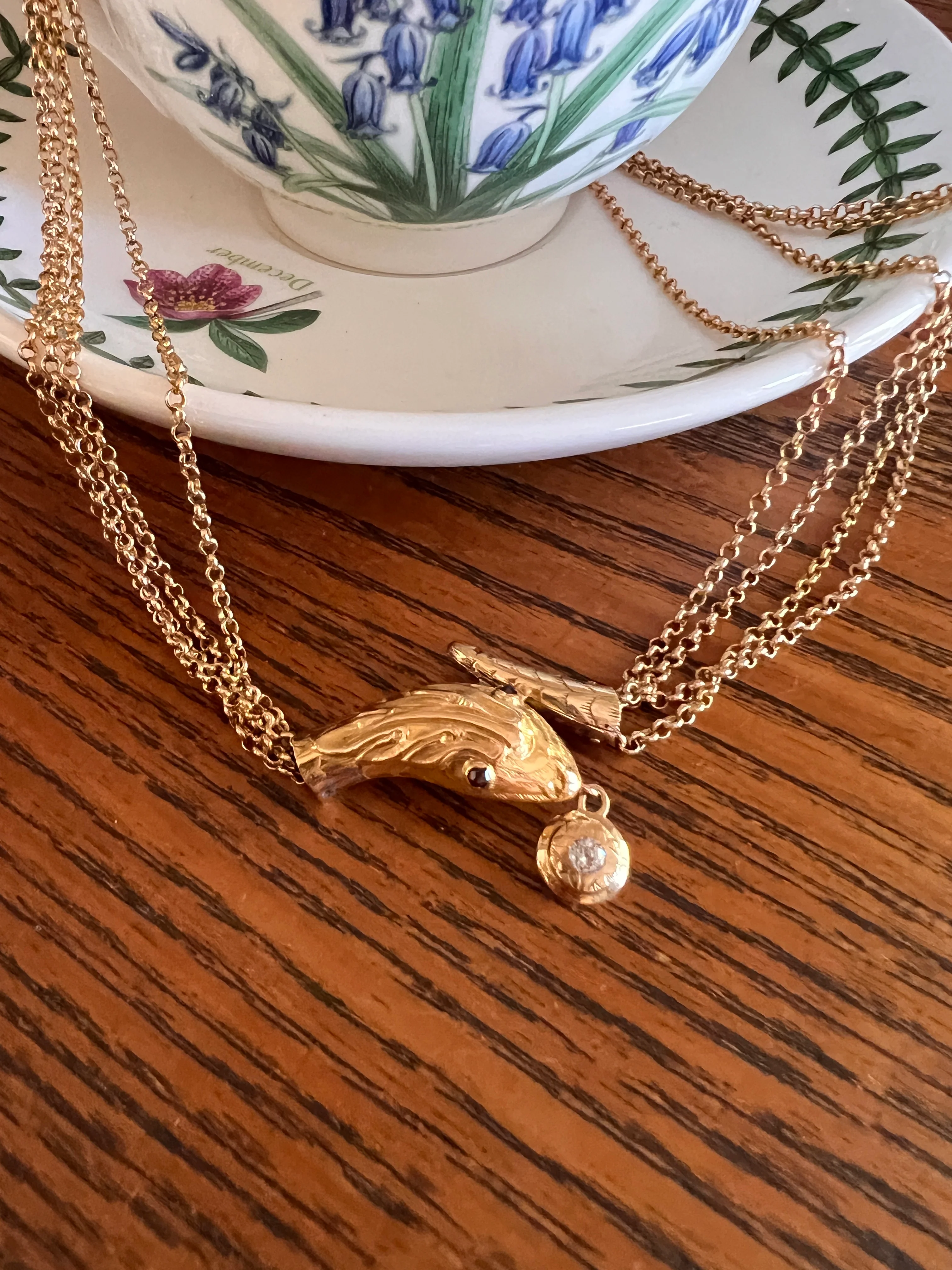 SNAKE Georgian Antique Old Mine Cut DIAMOND Four Multi Strand Cable Chain NECKLACE 18k Gold Figural Serpent Garnet Eyes - Image 13