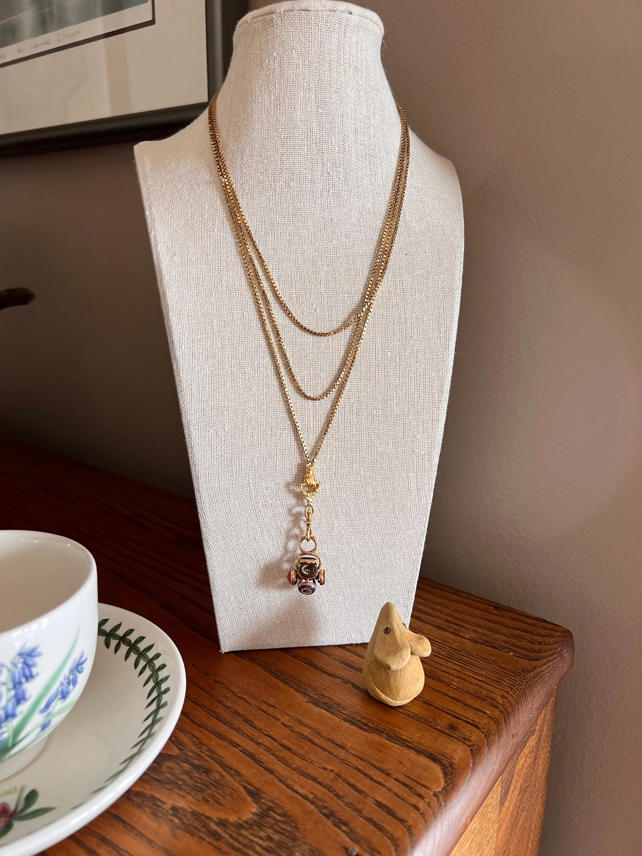 SNAKES BUGS & FLOWERS Rare French Georgian Antique 18k Gold Micromosaic Spinner Pendant Fob - Image 2