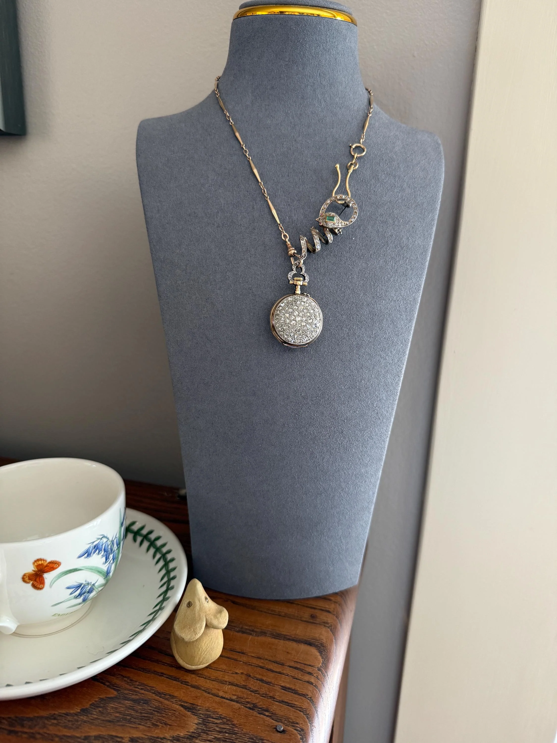 Sparkle Bomb ENTIRELY DIAMOND Encrusted French VICTORIAN Chunky Rose Cut Diamond Antique 18k Gold Silver Pocket Watch Case Pendant Locket - Image 11