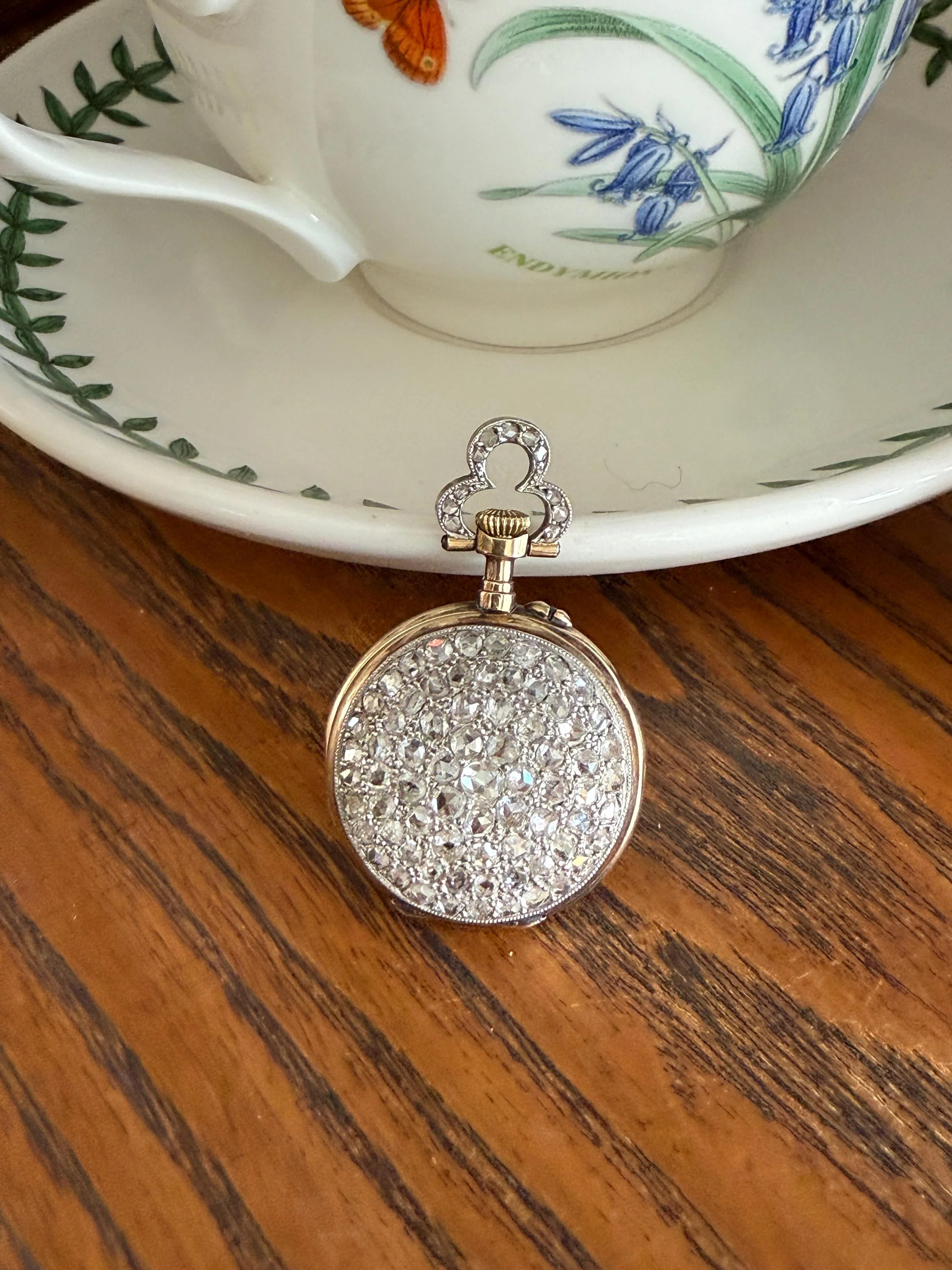 Sparkle Bomb ENTIRELY DIAMOND Encrusted French VICTORIAN Chunky Rose Cut Diamond Antique 18k Gold Silver Pocket Watch Case Pendant Locket - Image 15