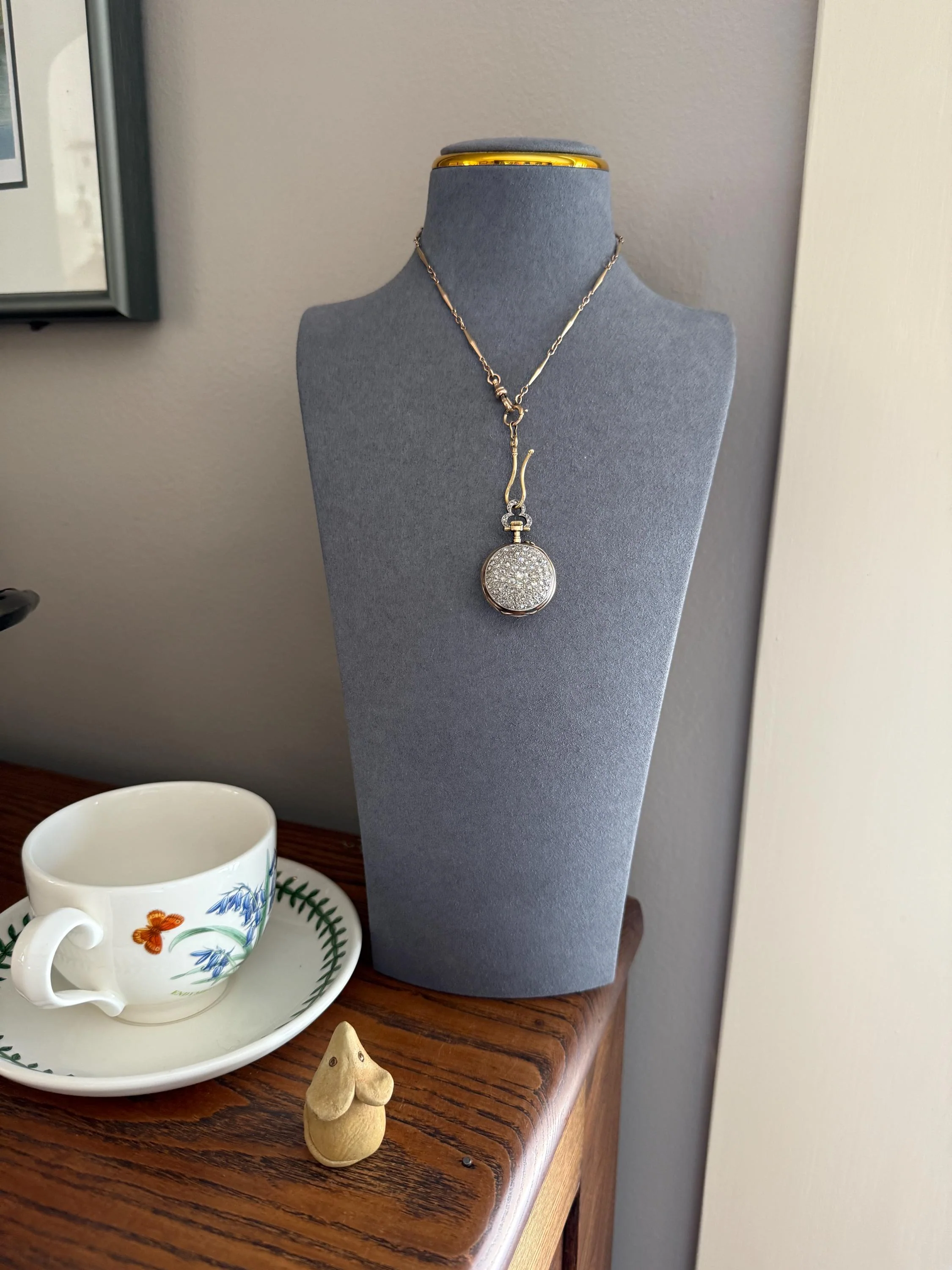 Sparkle Bomb ENTIRELY DIAMOND Encrusted French VICTORIAN Chunky Rose Cut Diamond Antique 18k Gold Silver Pocket Watch Case Pendant Locket - Image 19