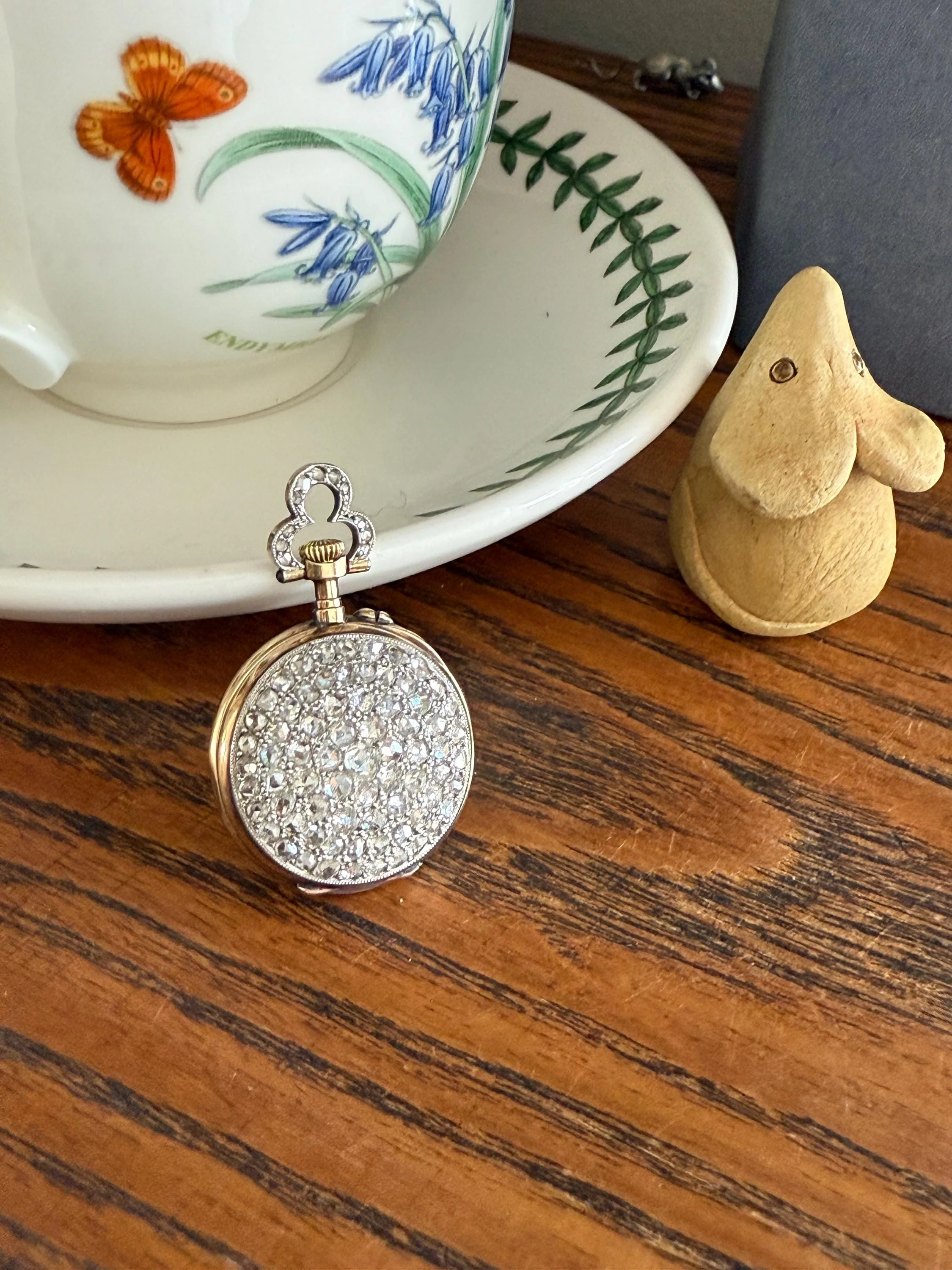 Sparkle Bomb ENTIRELY DIAMOND Encrusted French VICTORIAN Chunky Rose Cut Diamond Antique 18k Gold Silver Pocket Watch Case Pendant Locket - Image 5